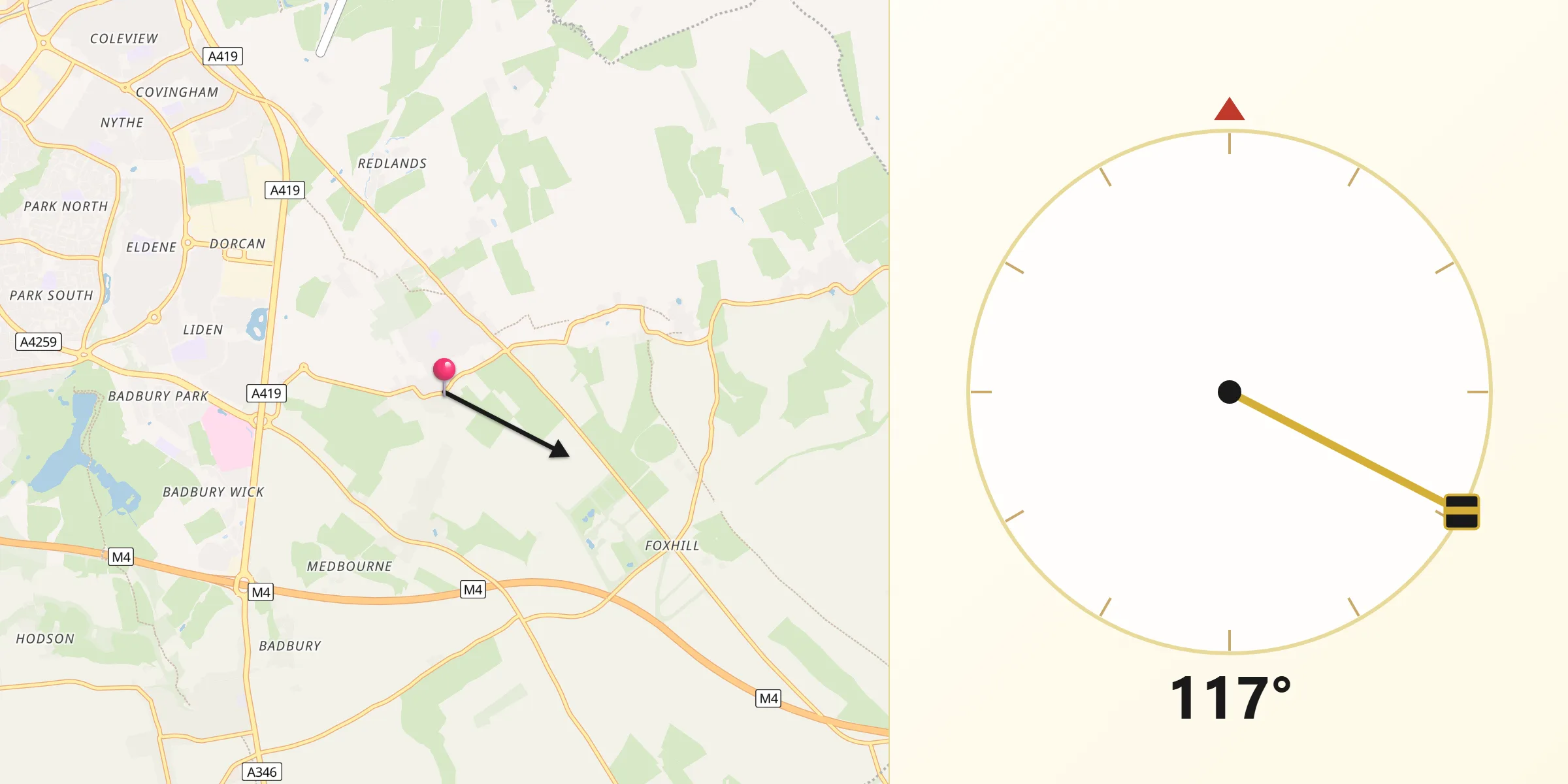 Qibla Direction from Wanborough