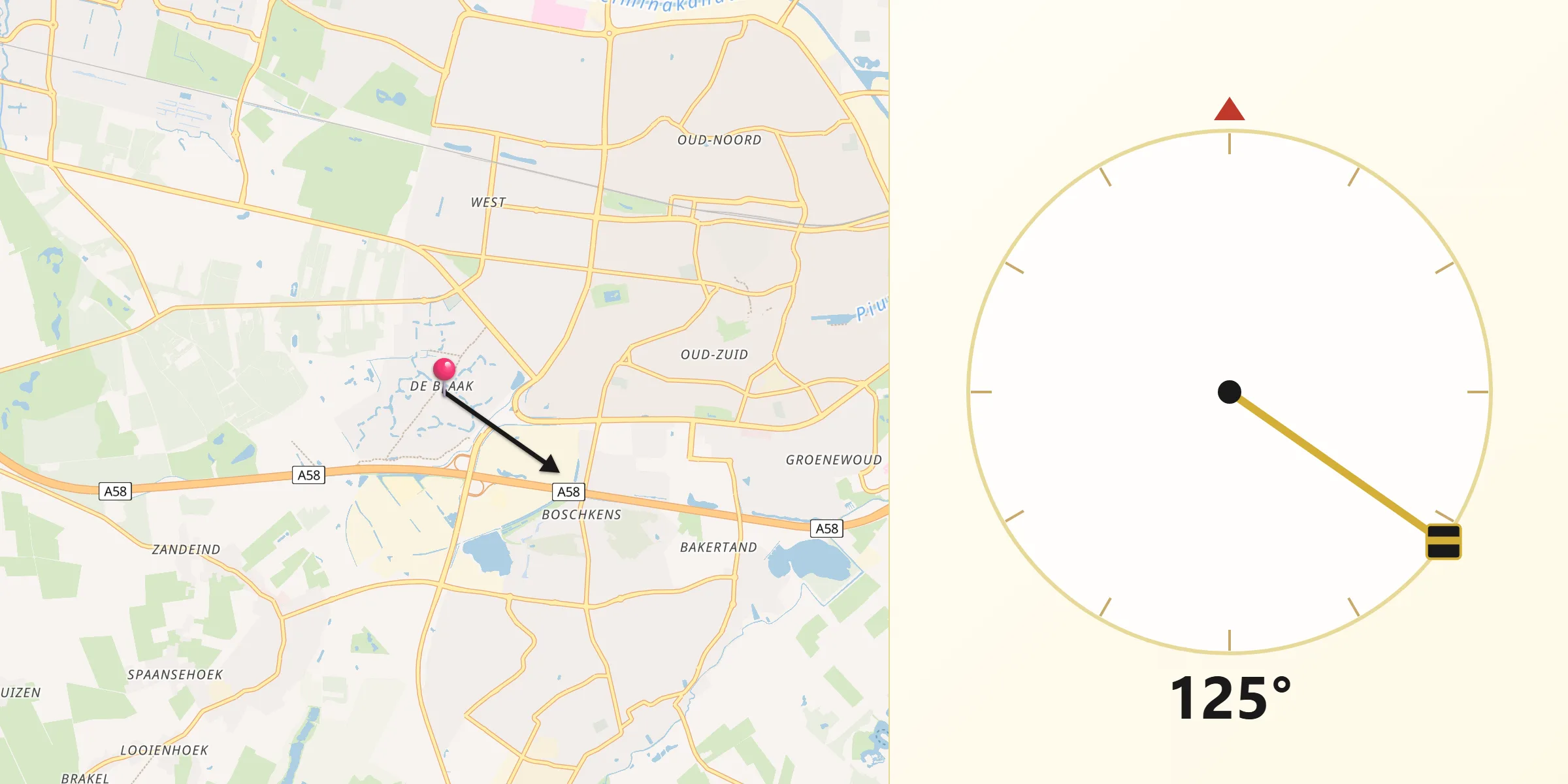 Qibla Richting vanaf De Blaak