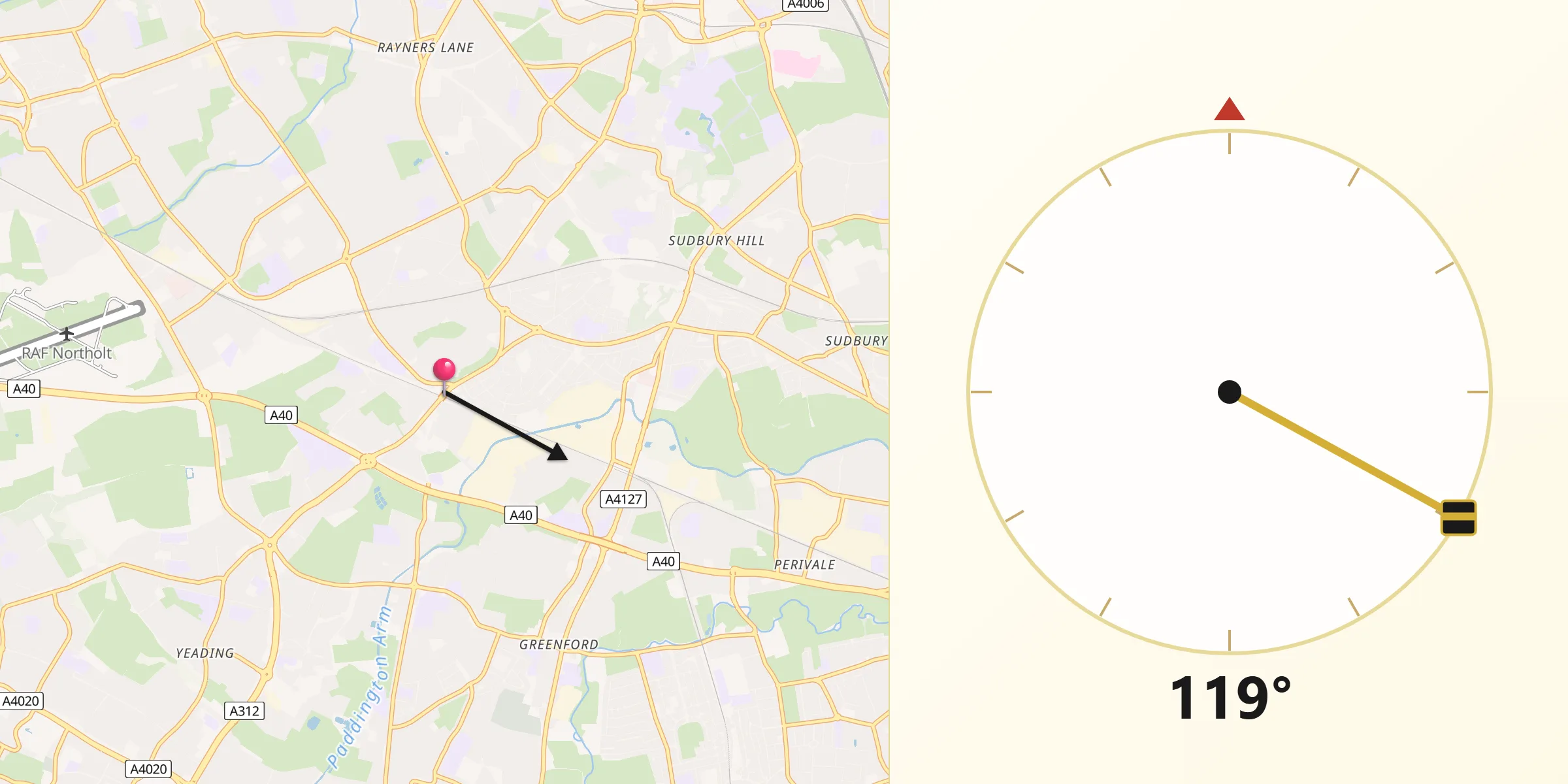 Qibla Direction from Northolt