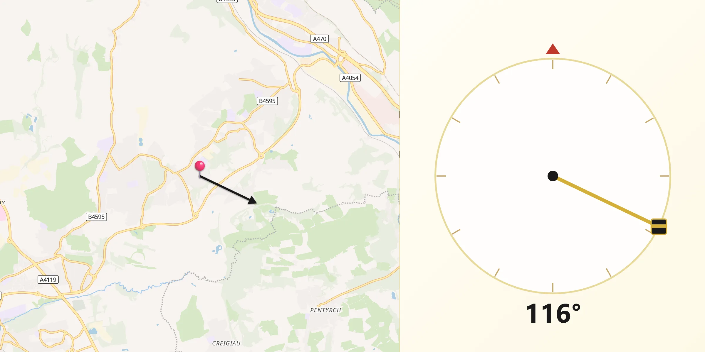 Qibla Direction from Llantwit Fardre