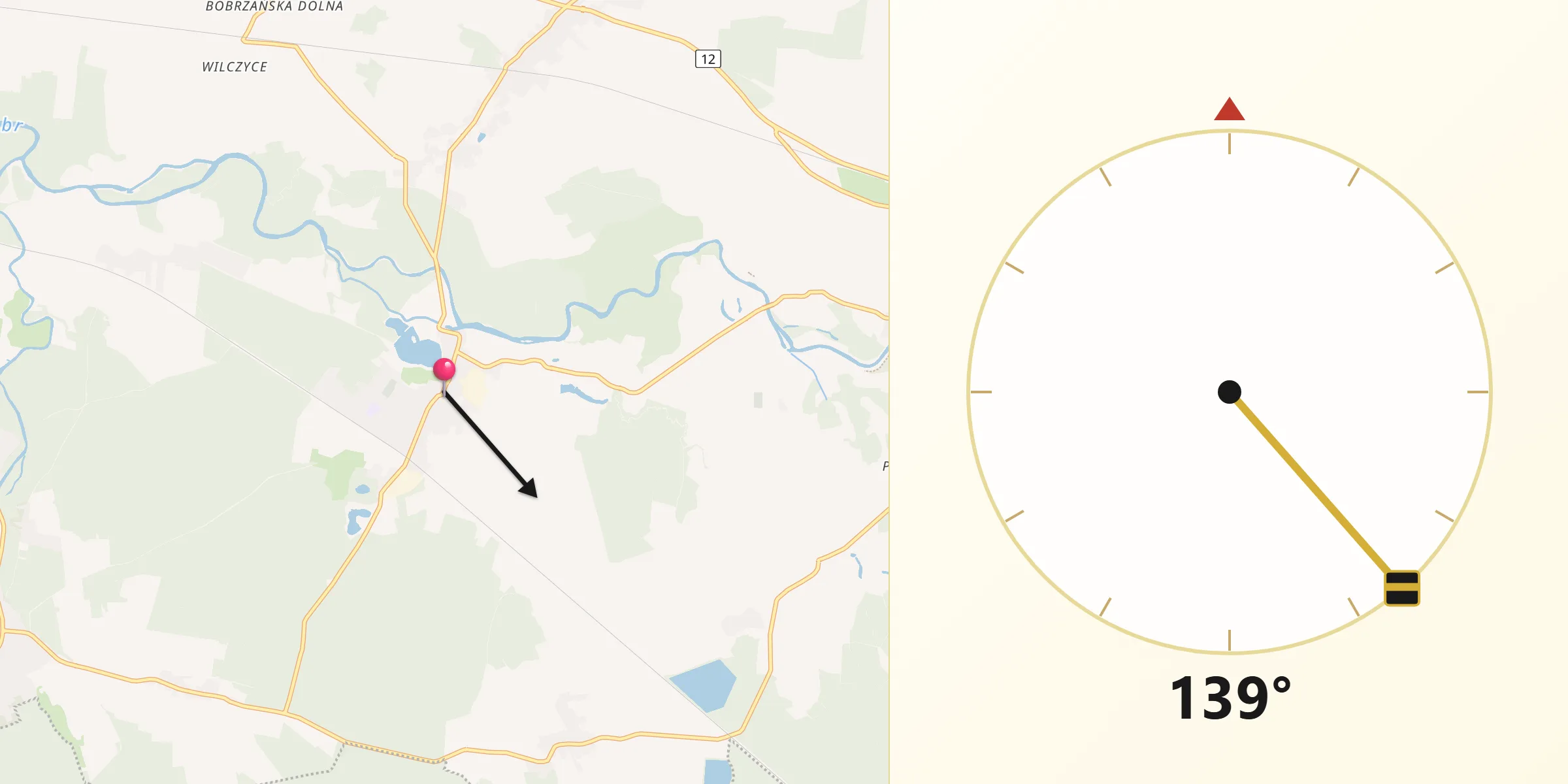 Kierunek Qibla z Małomice