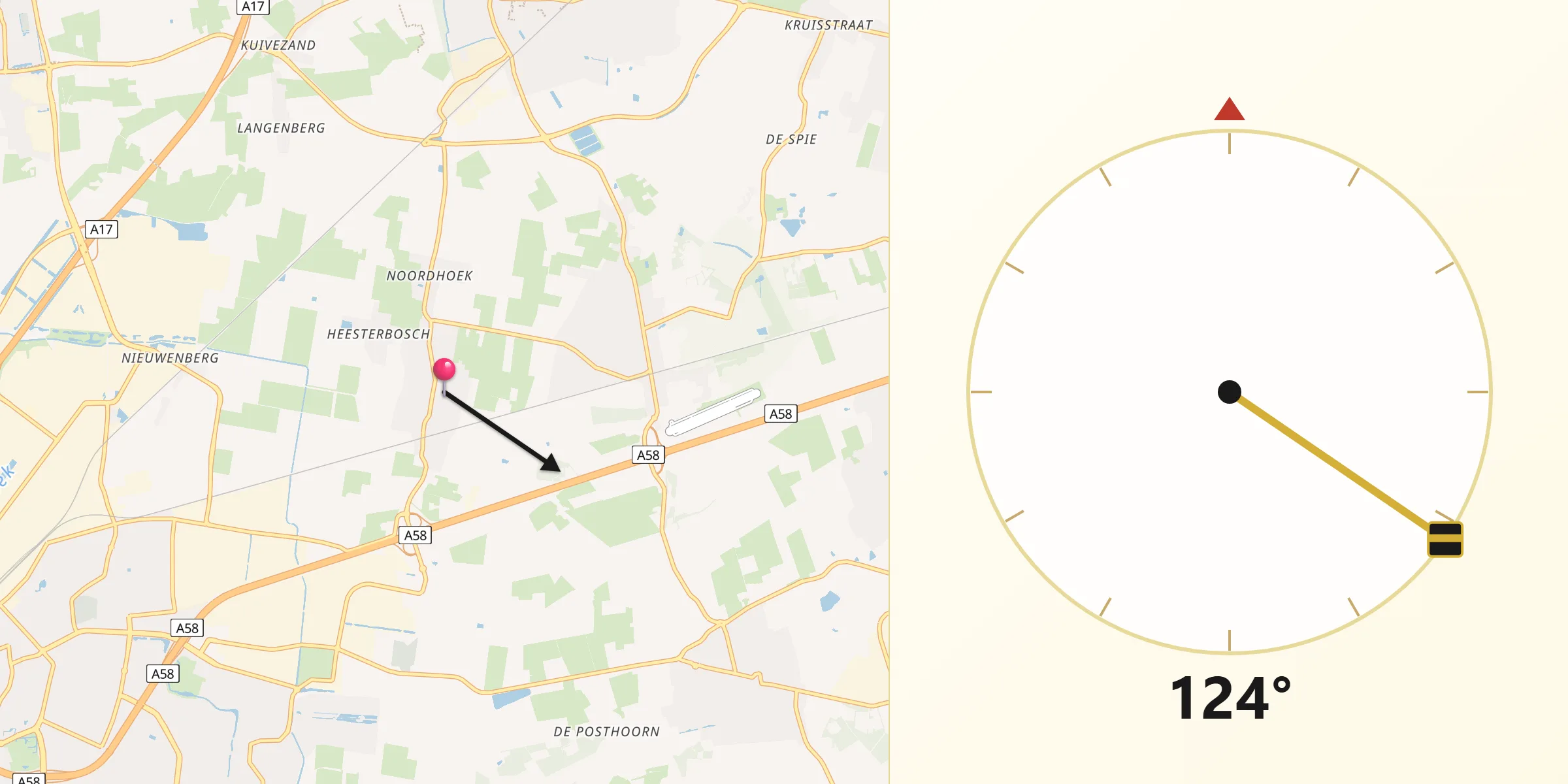 Qibla Richting vanaf Zegge