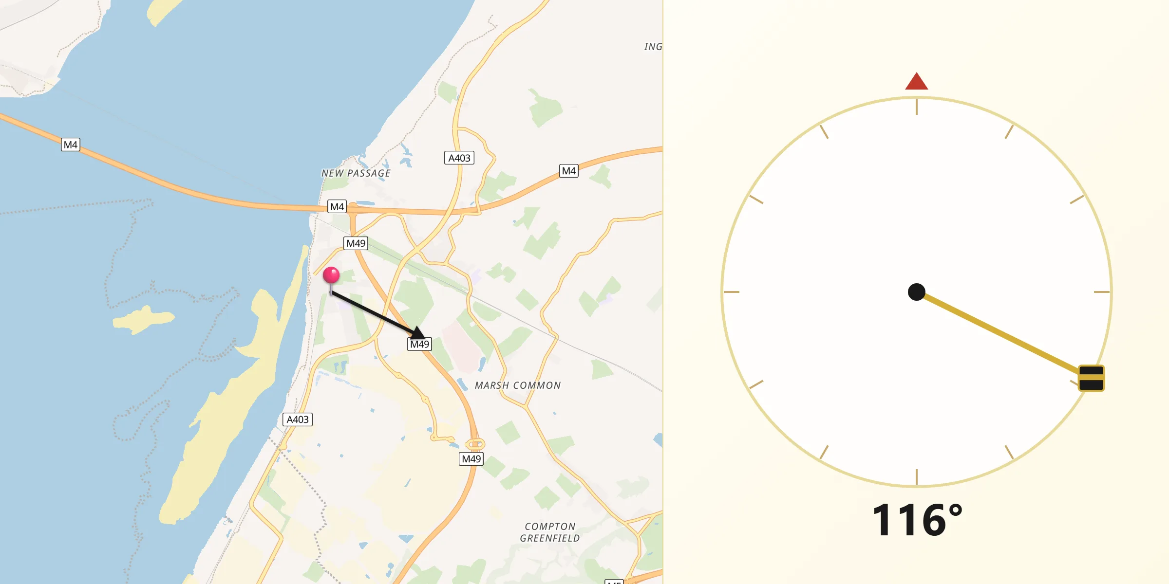 Qibla Direction from Severn Beach