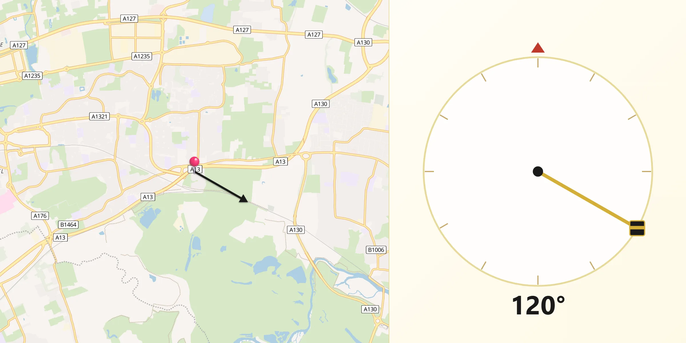 Qibla Direction from Pitsea