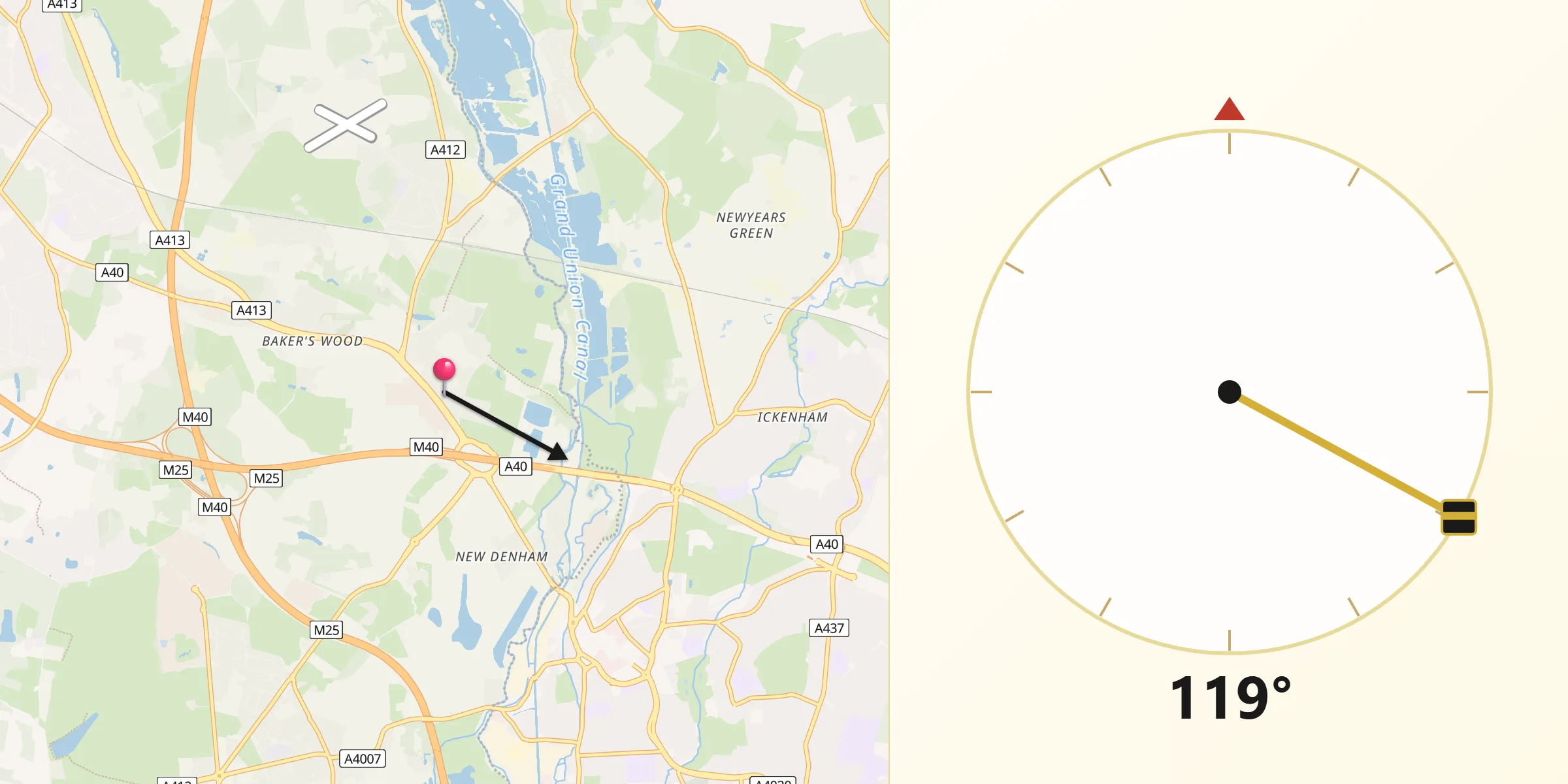 Qibla Direction from Denham