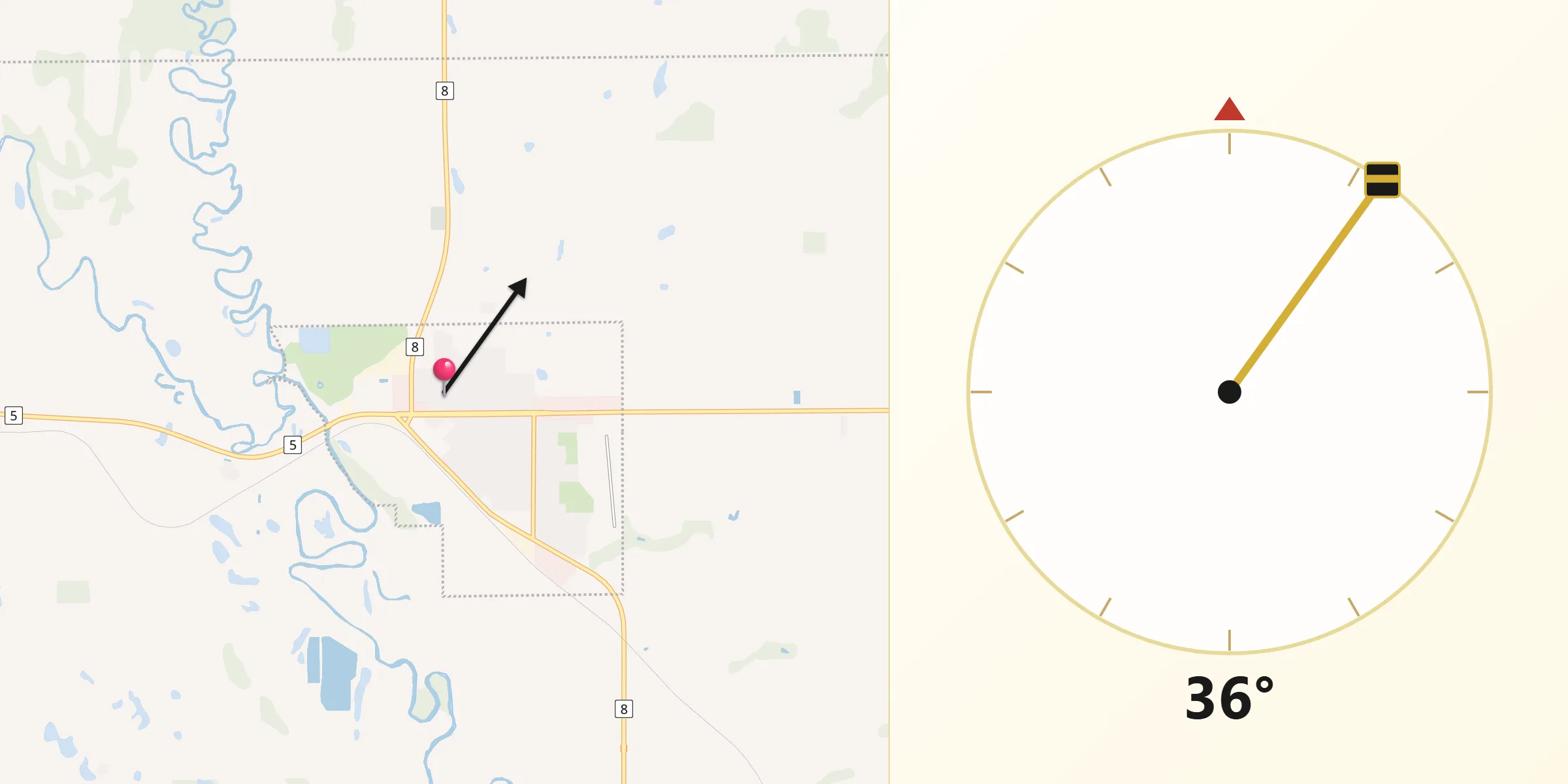 Qibla Direction from Kamsack