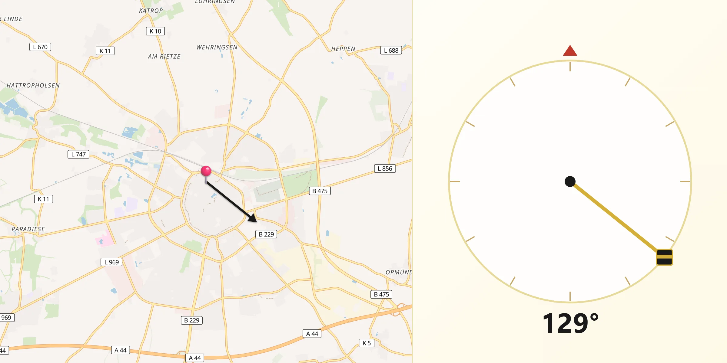 Qibla-Richtung von Soest