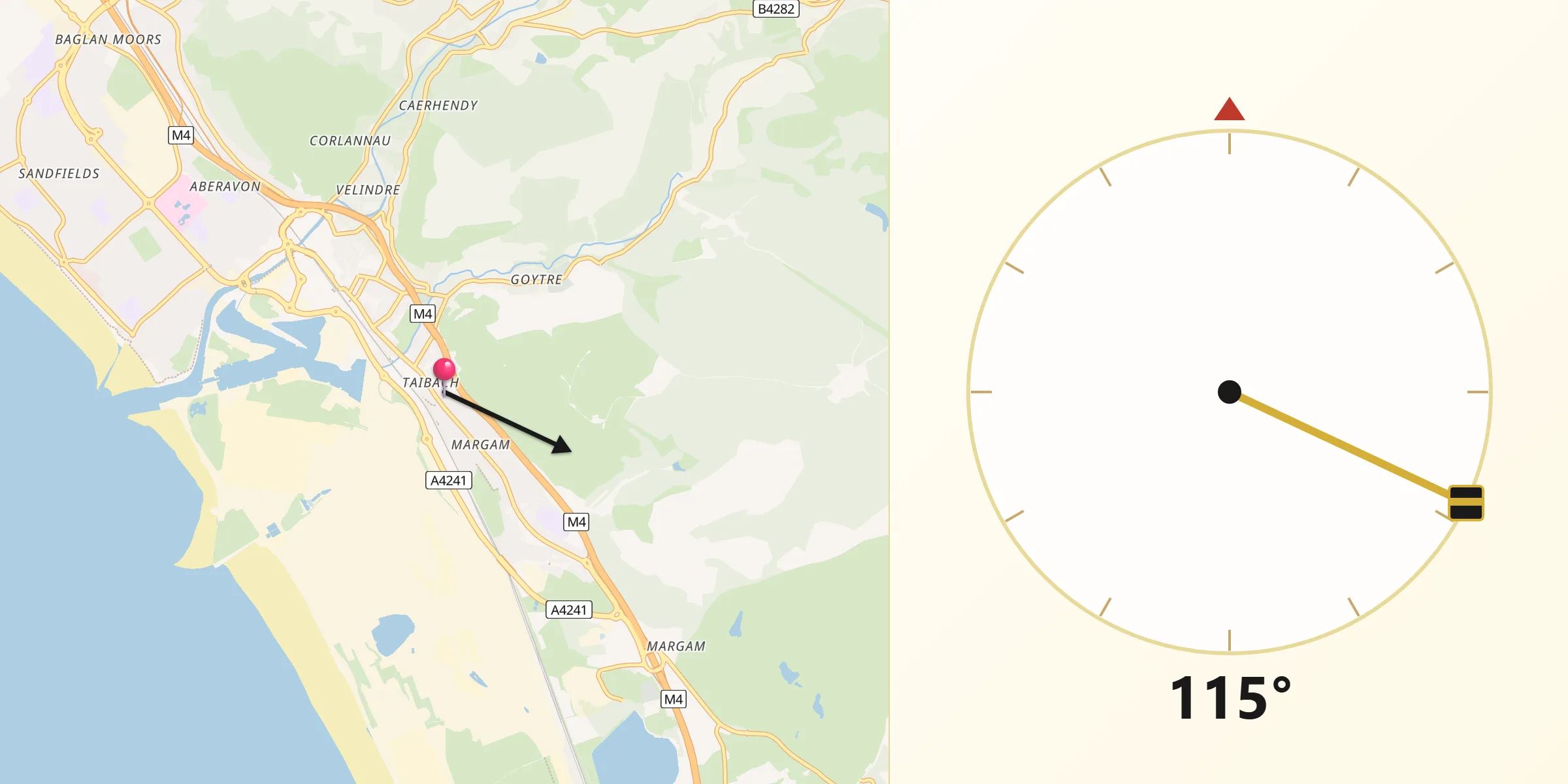 Qibla Direction from Taibach