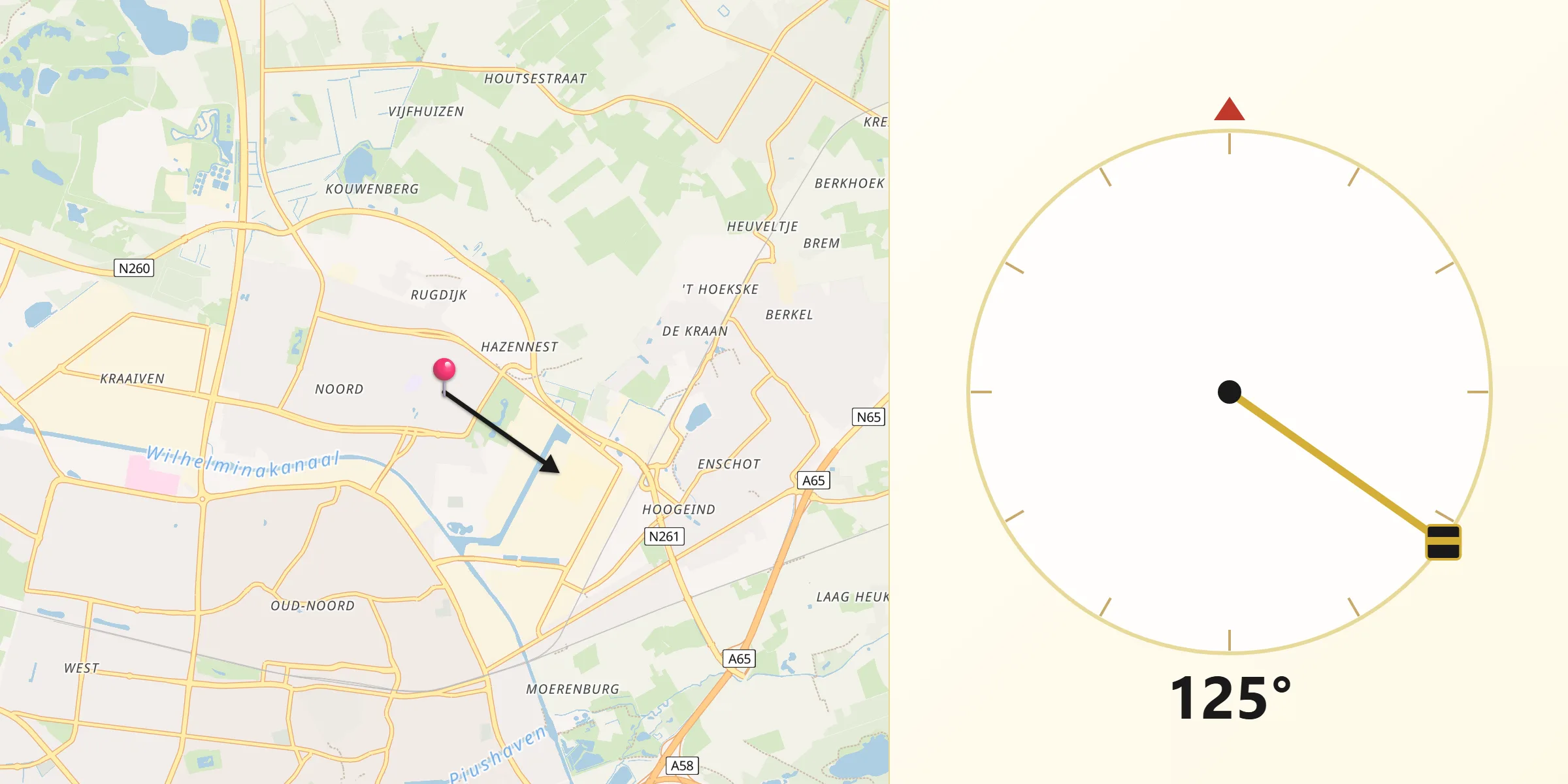 Qibla Richting vanaf Quirijnstok