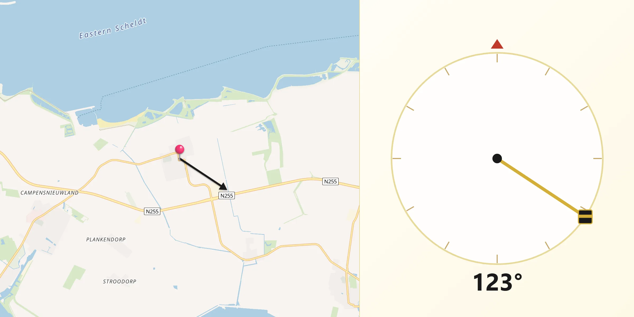 Qibla Richting vanaf Wissenkerke
