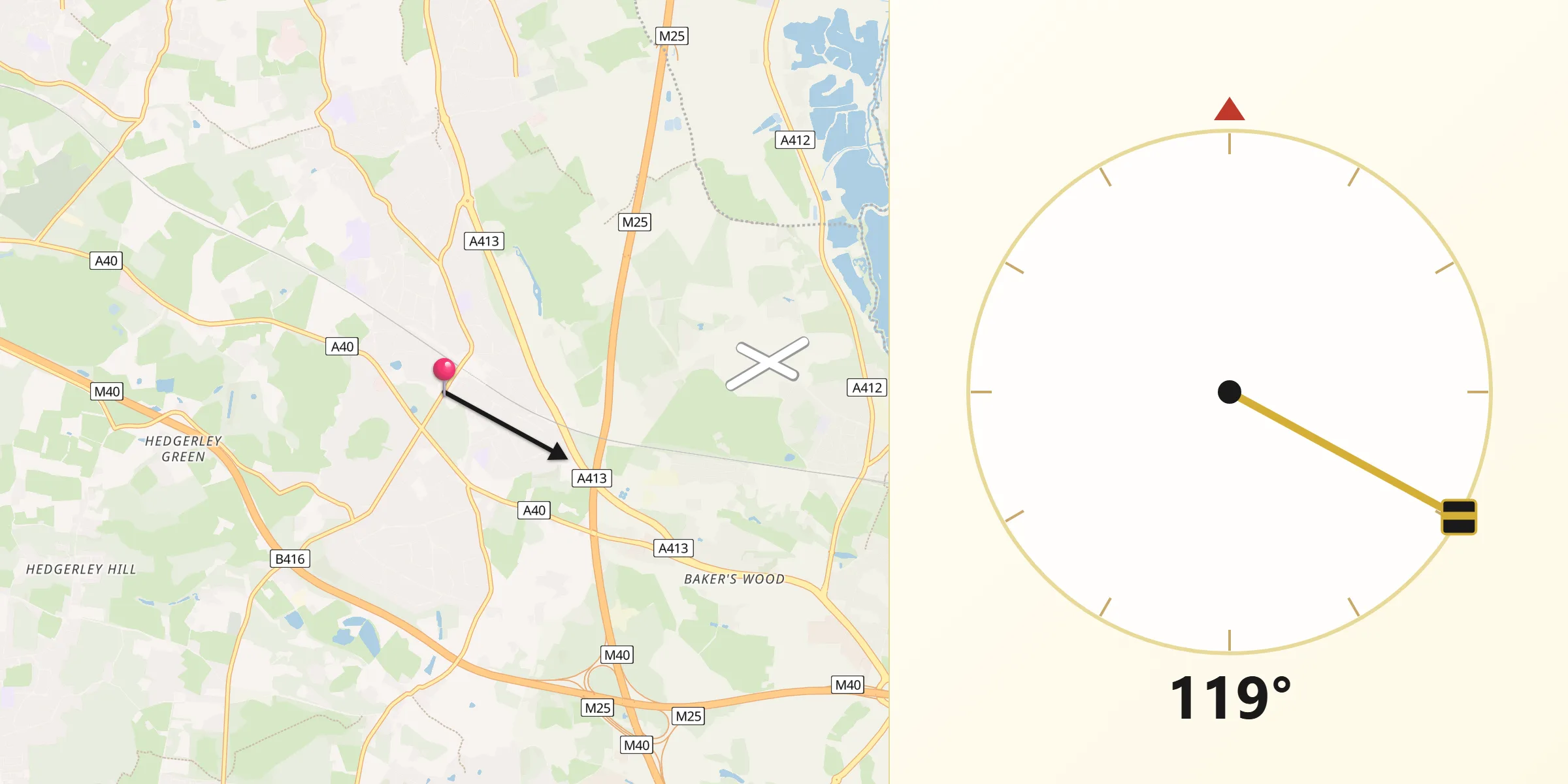 Qibla Direction from Gerrards Cross