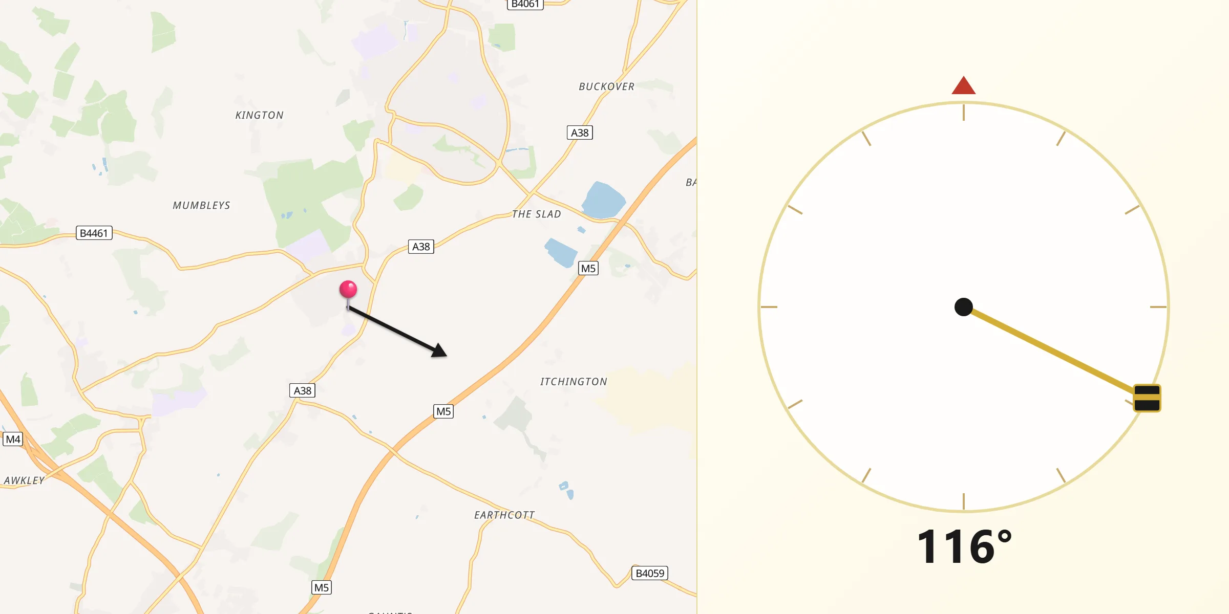 Qibla Direction from Alveston