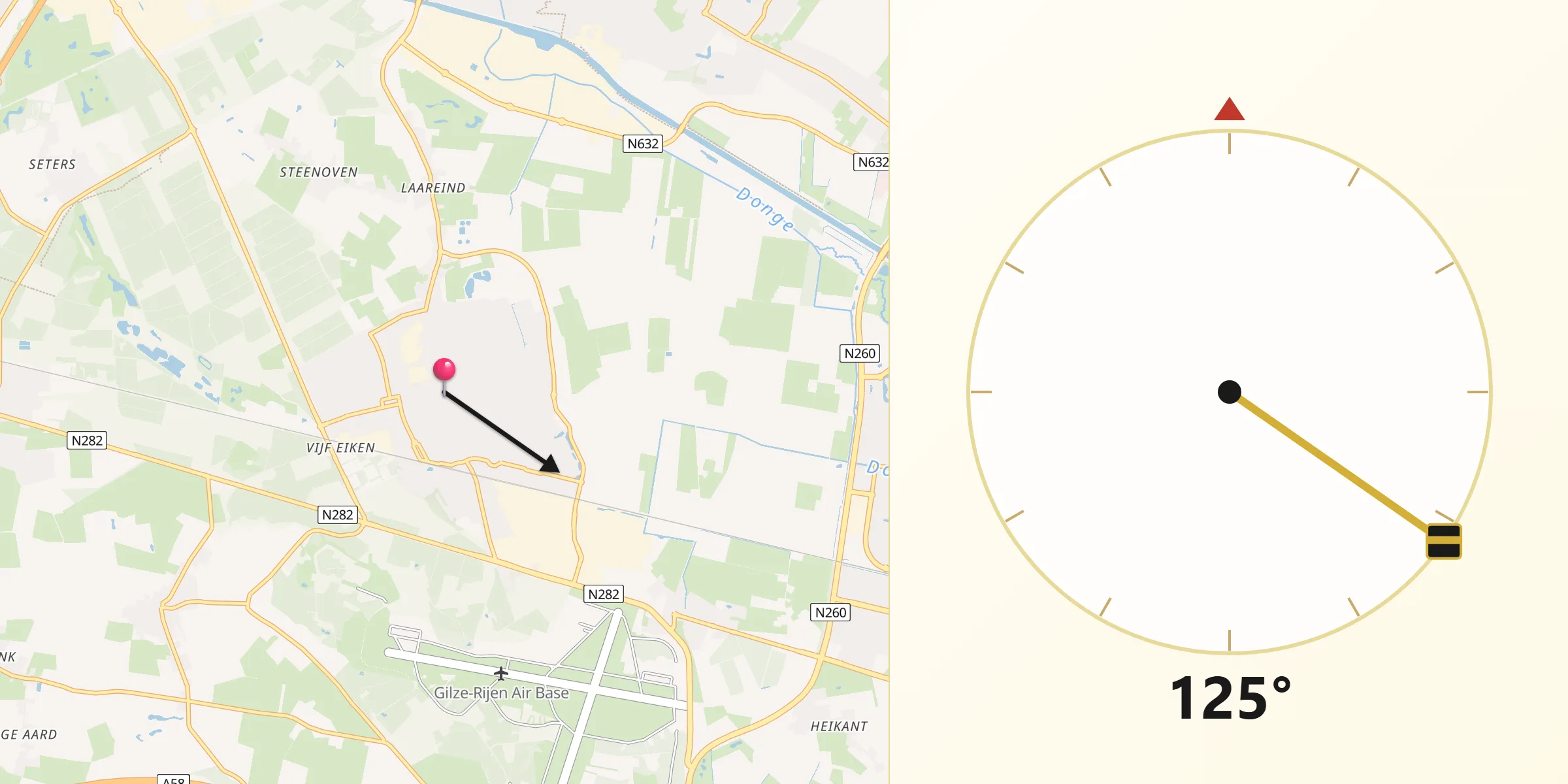 Qibla Richting vanaf Rijen