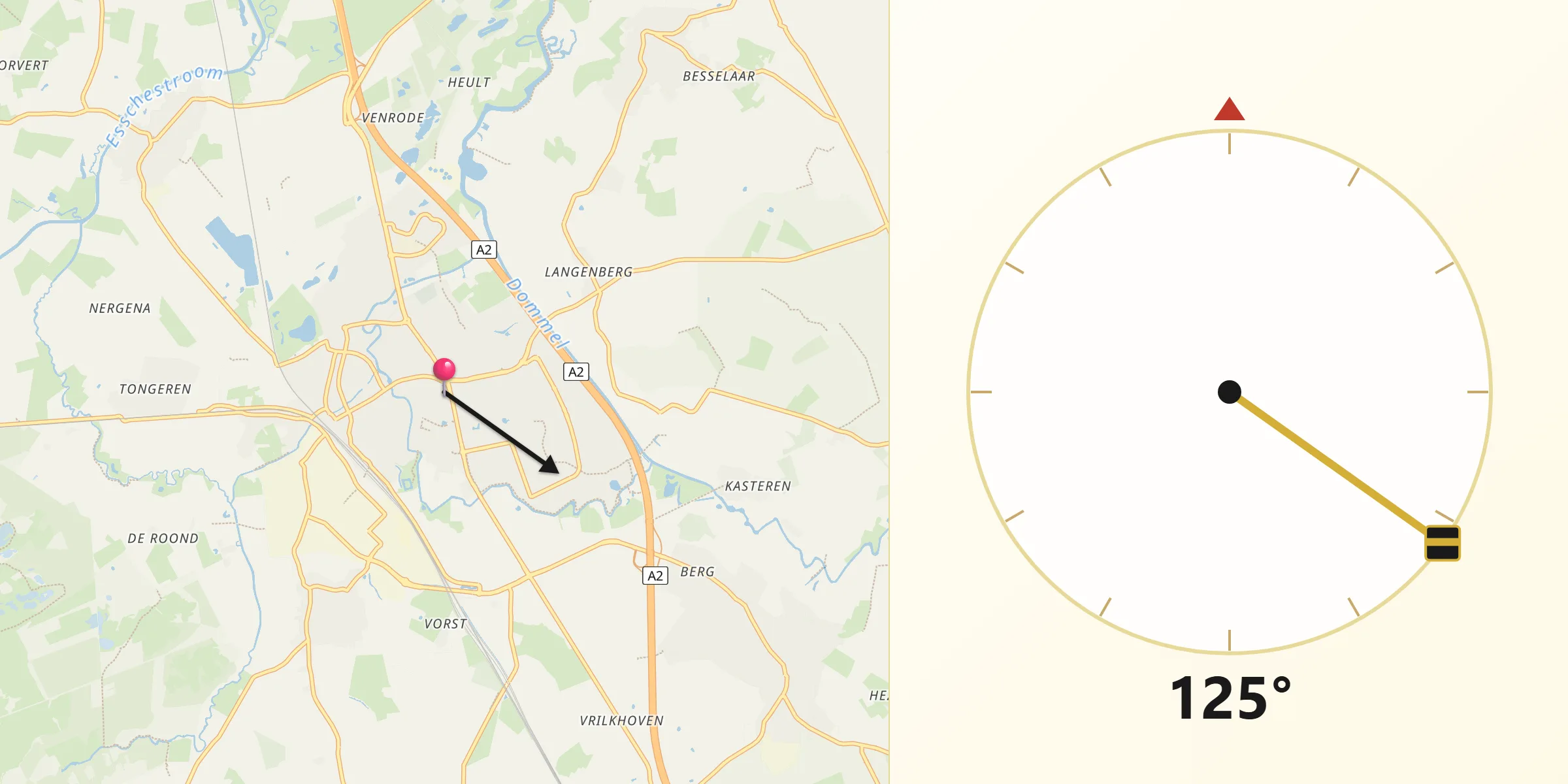 Qibla Richting vanaf Boxtel