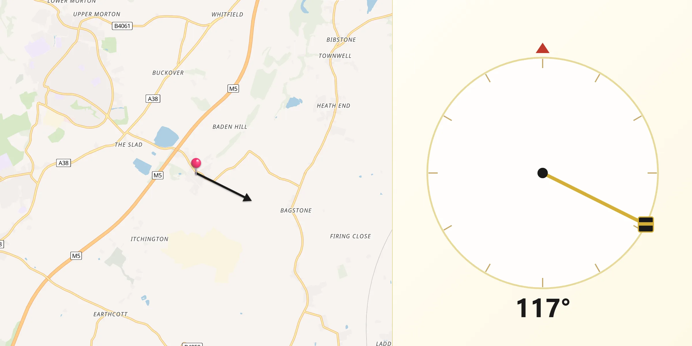 Qibla Direction from Tytherington