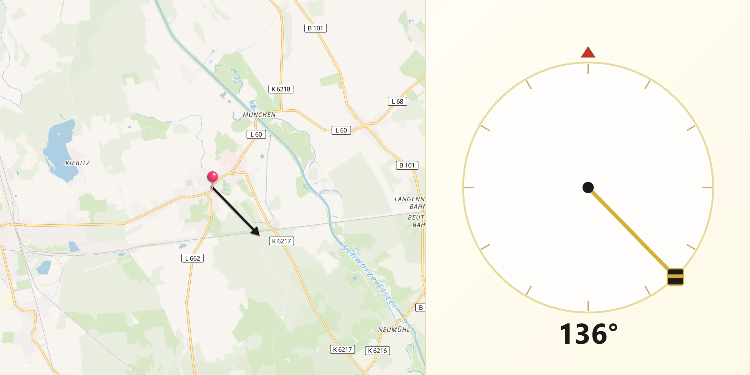 Qibla-Richtung von Uebigau