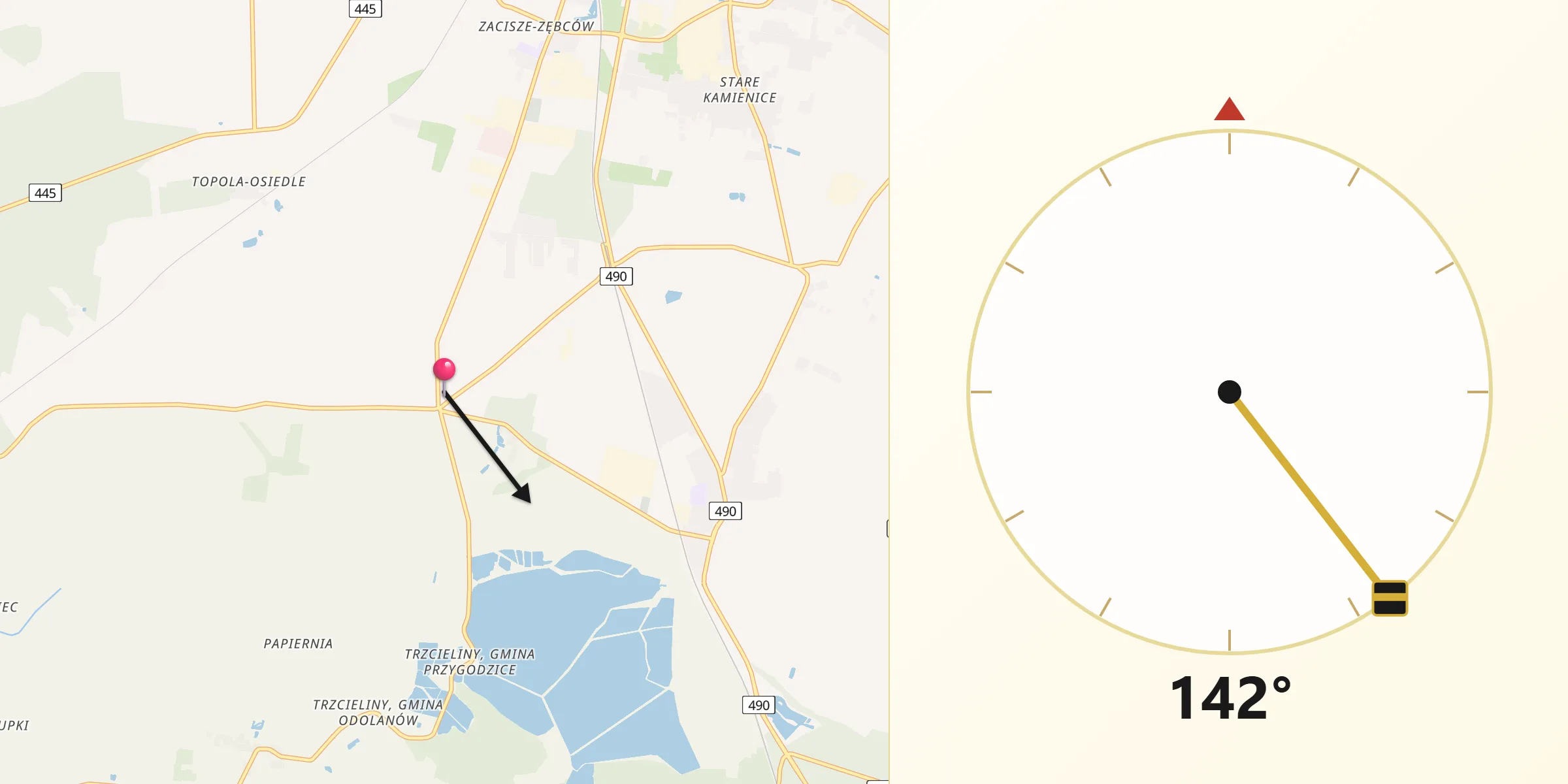 Kierunek Qibla z Janków Przygodzki