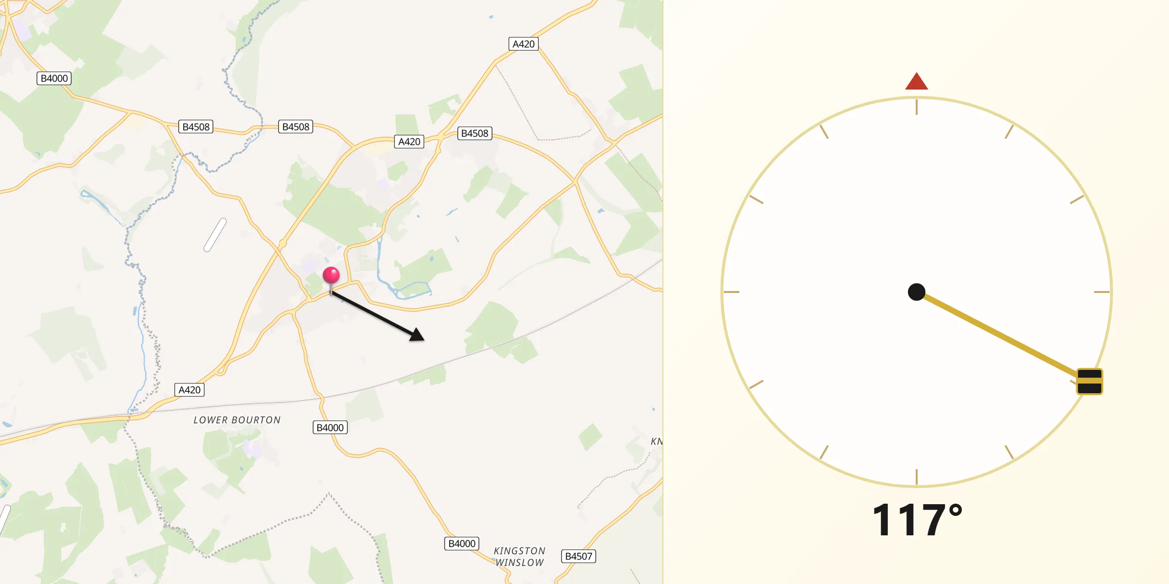 Qibla Direction from Shrivenham