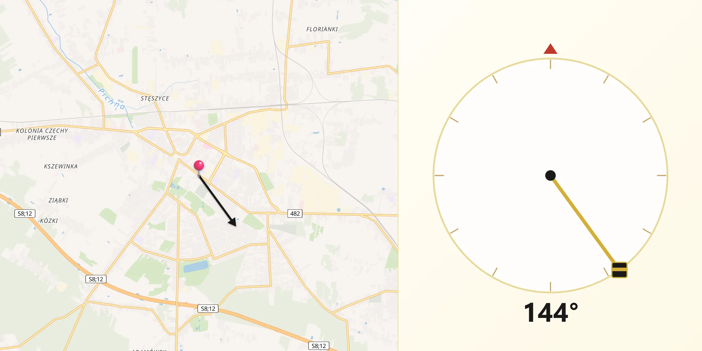 Kierunek Qibla z Zduńska Wola