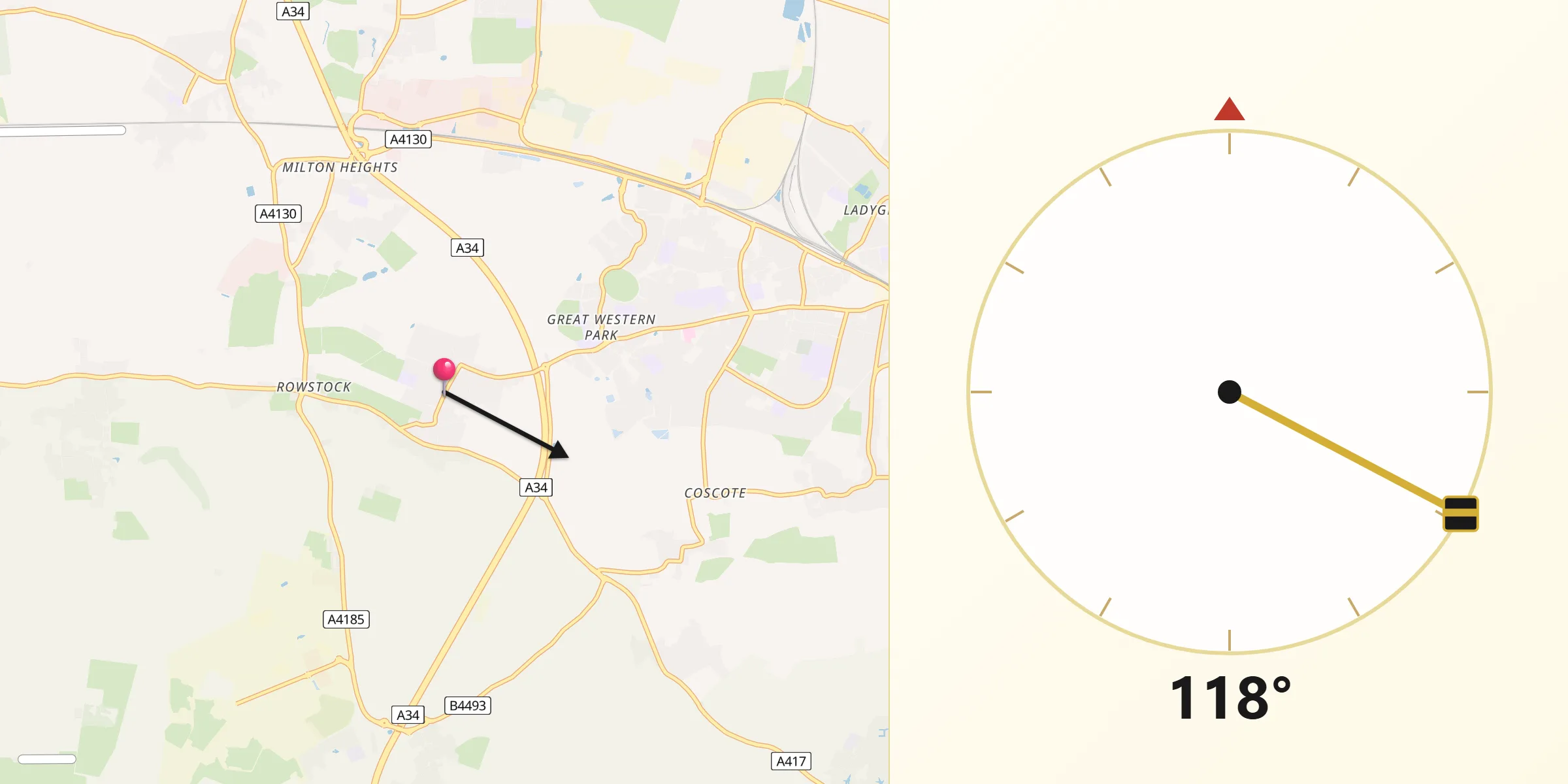 Qibla Direction from Harwell