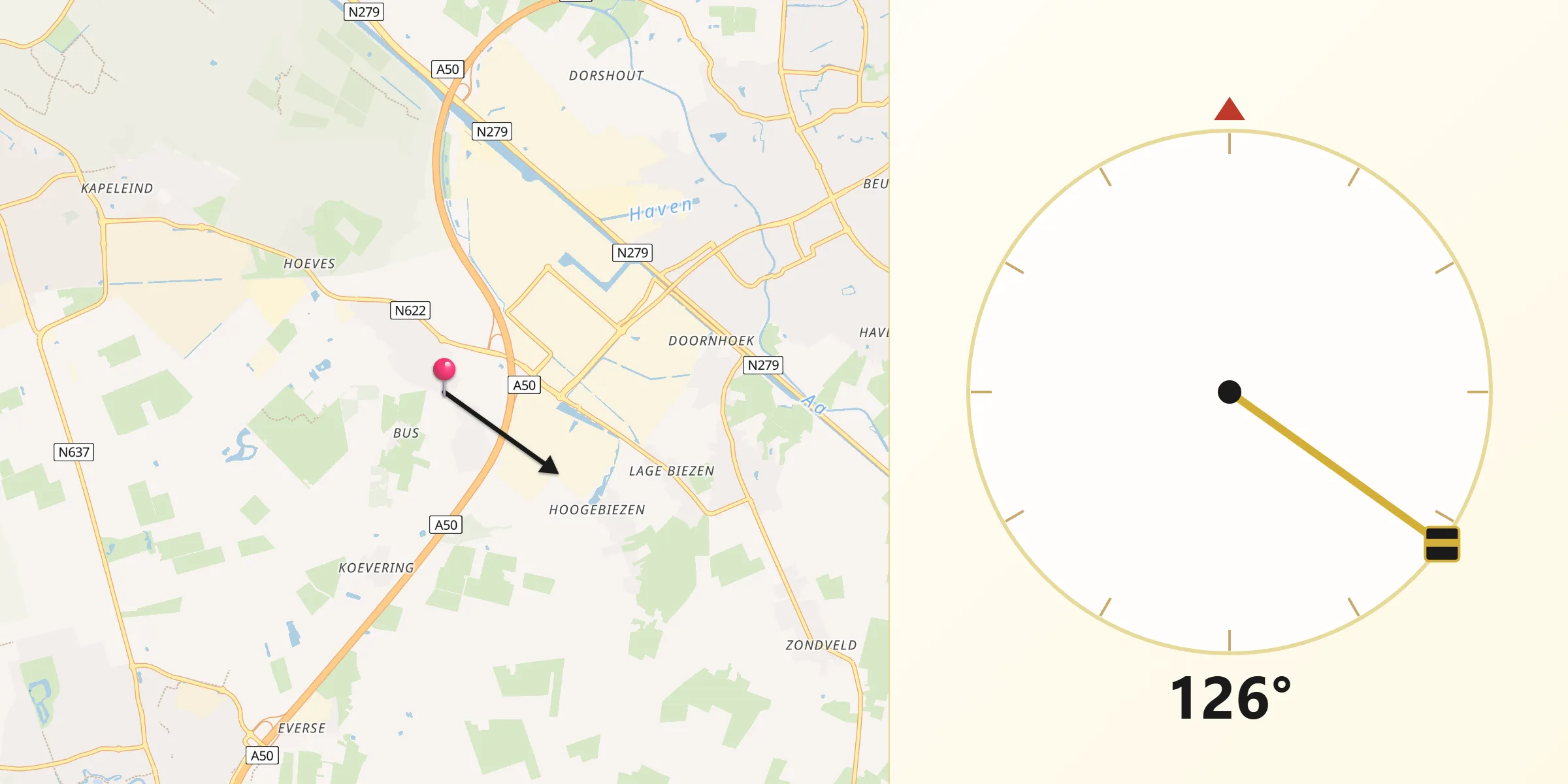 Qibla Richting vanaf Meierijstad