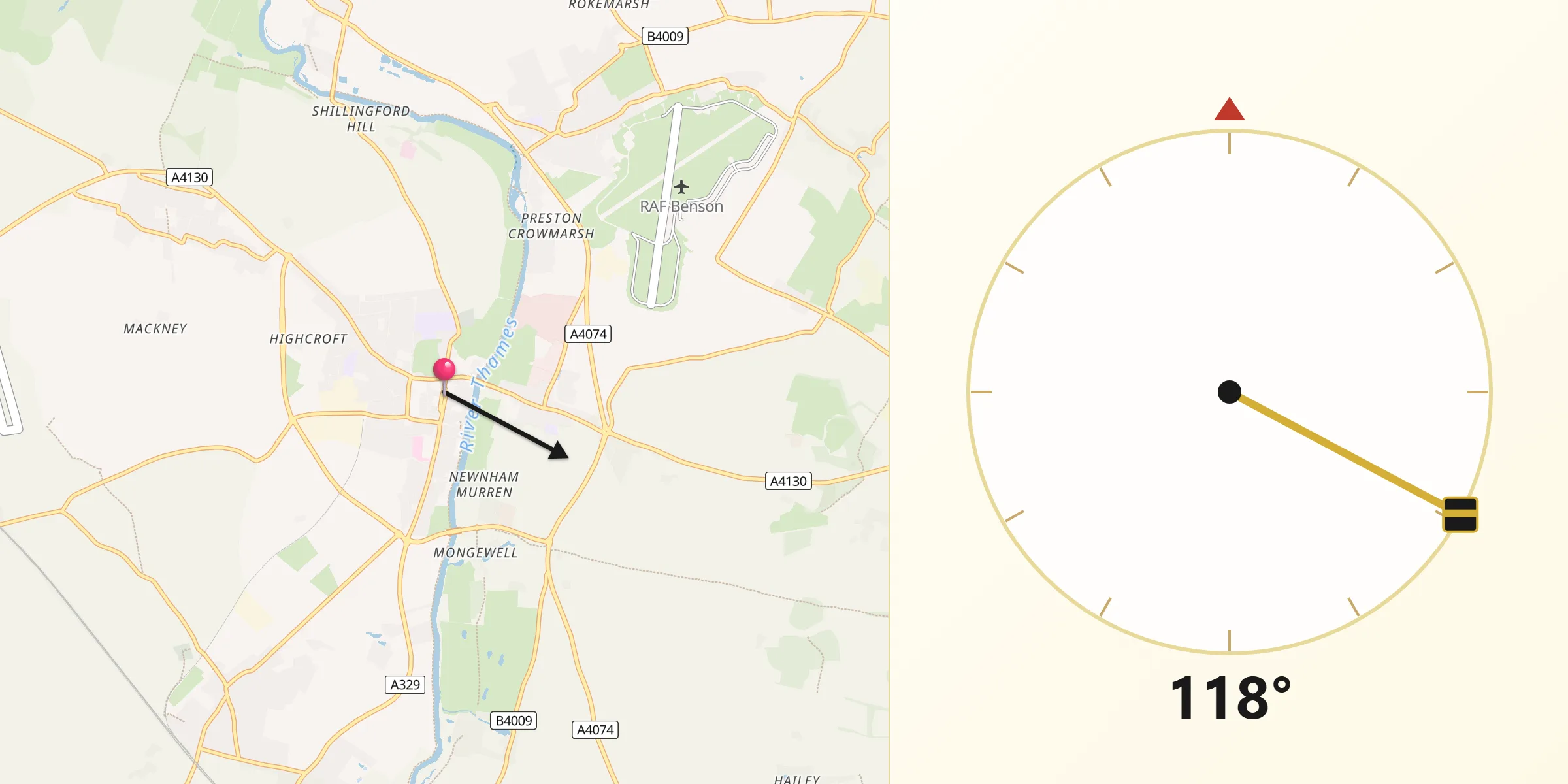 Qibla Direction from Wallingford