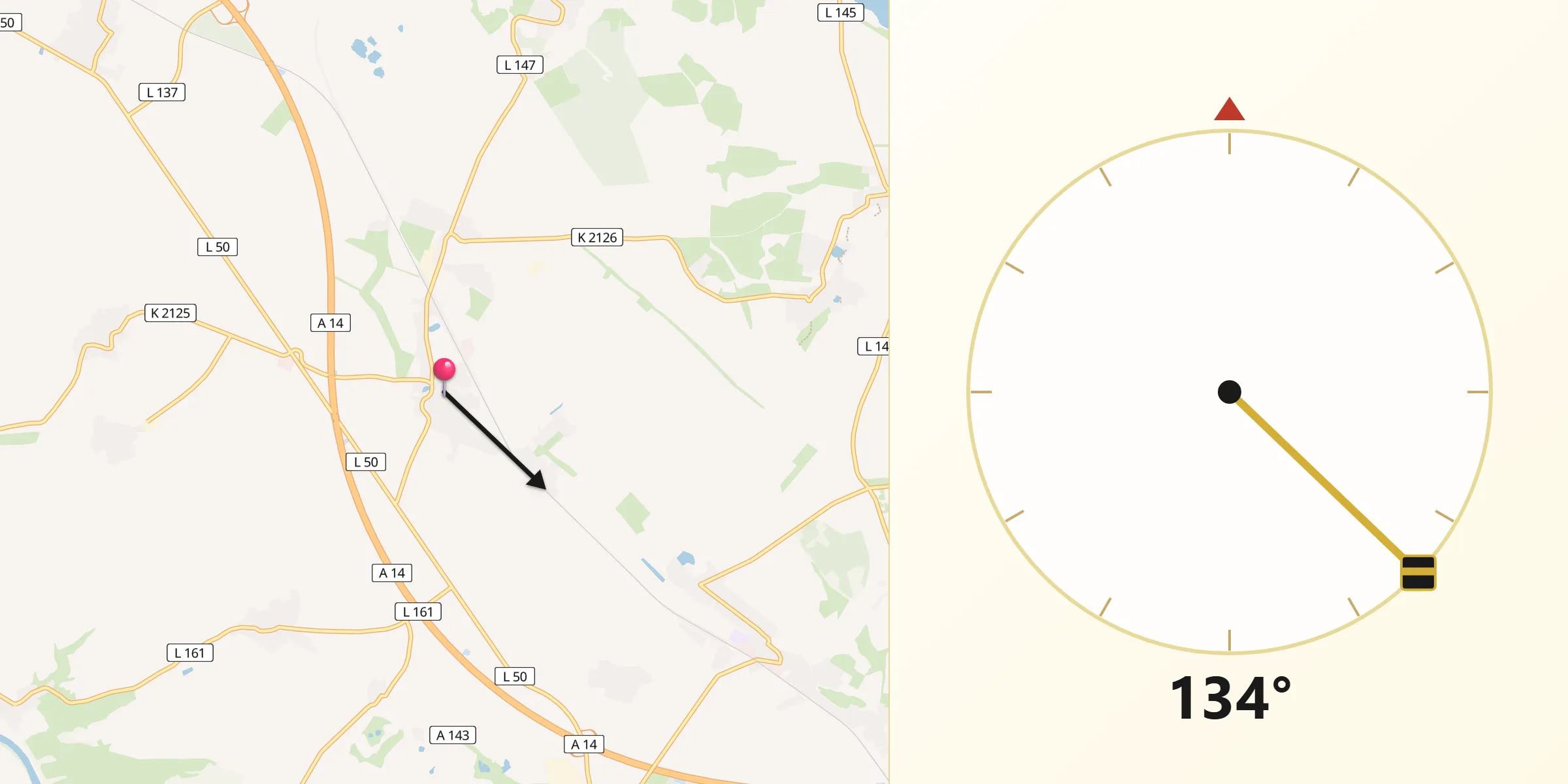 Qibla-Richtung von Nauendorf