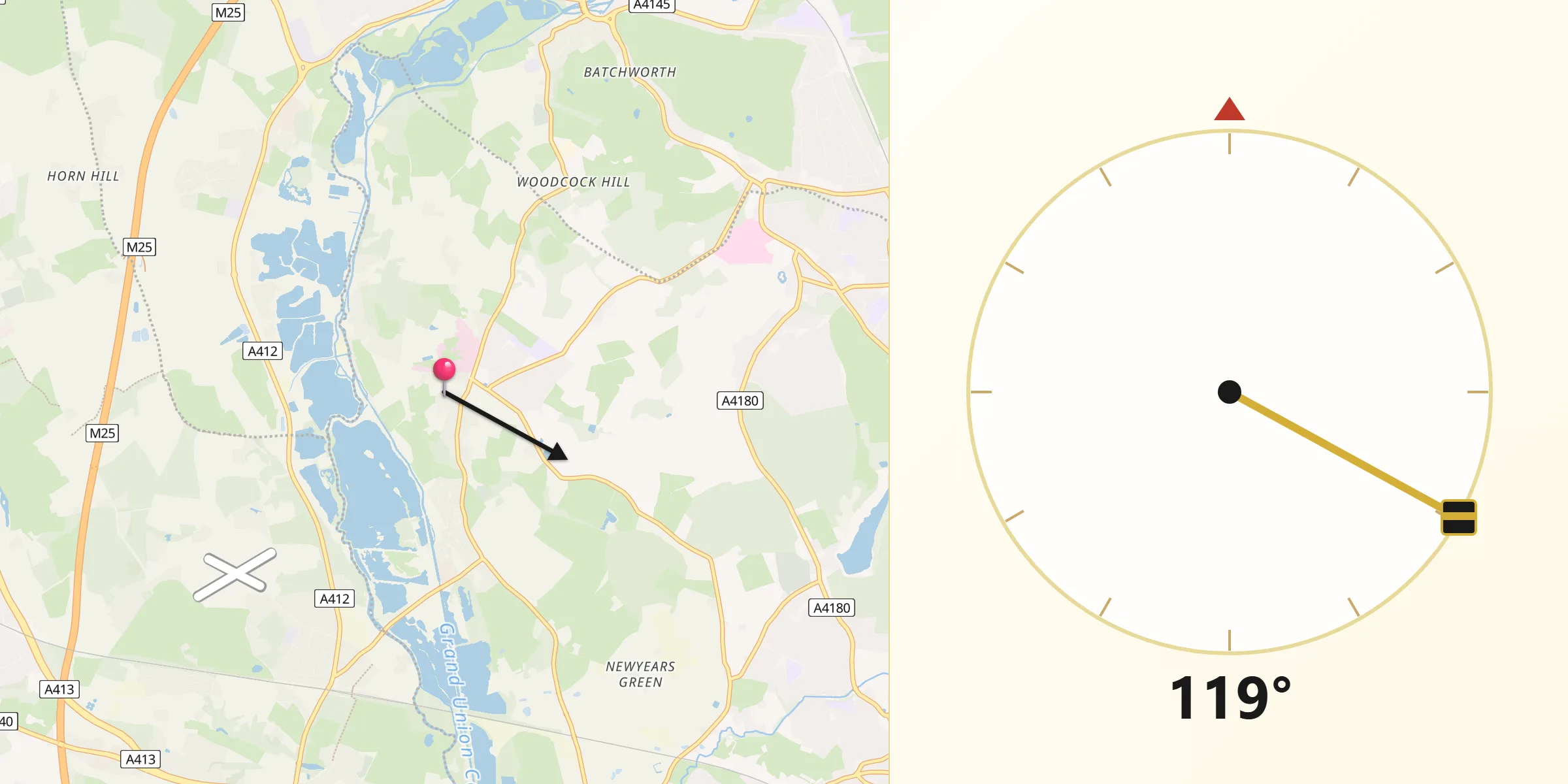 Qibla Direction from Harefield