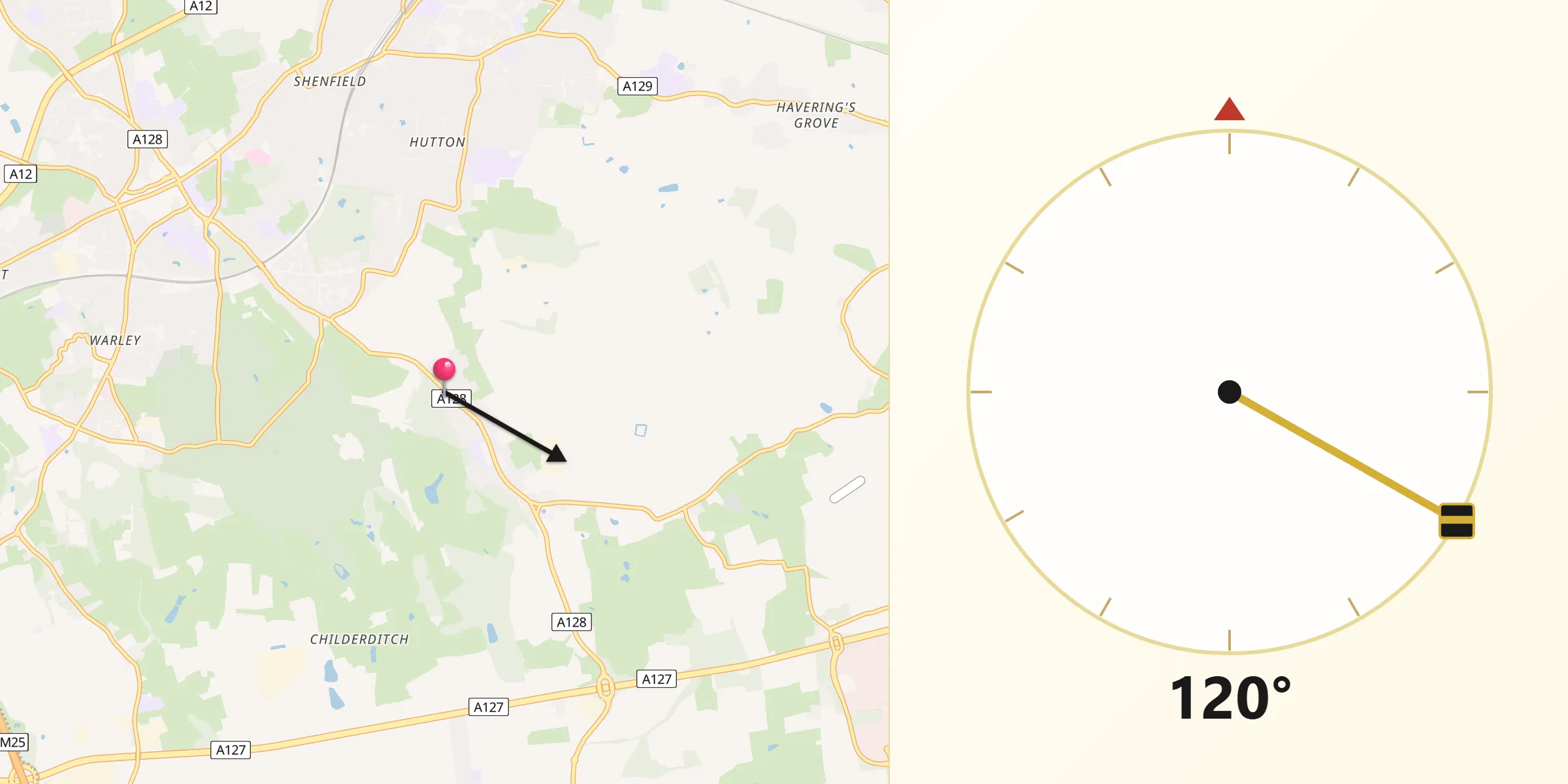 Qibla Direction from Ingrave