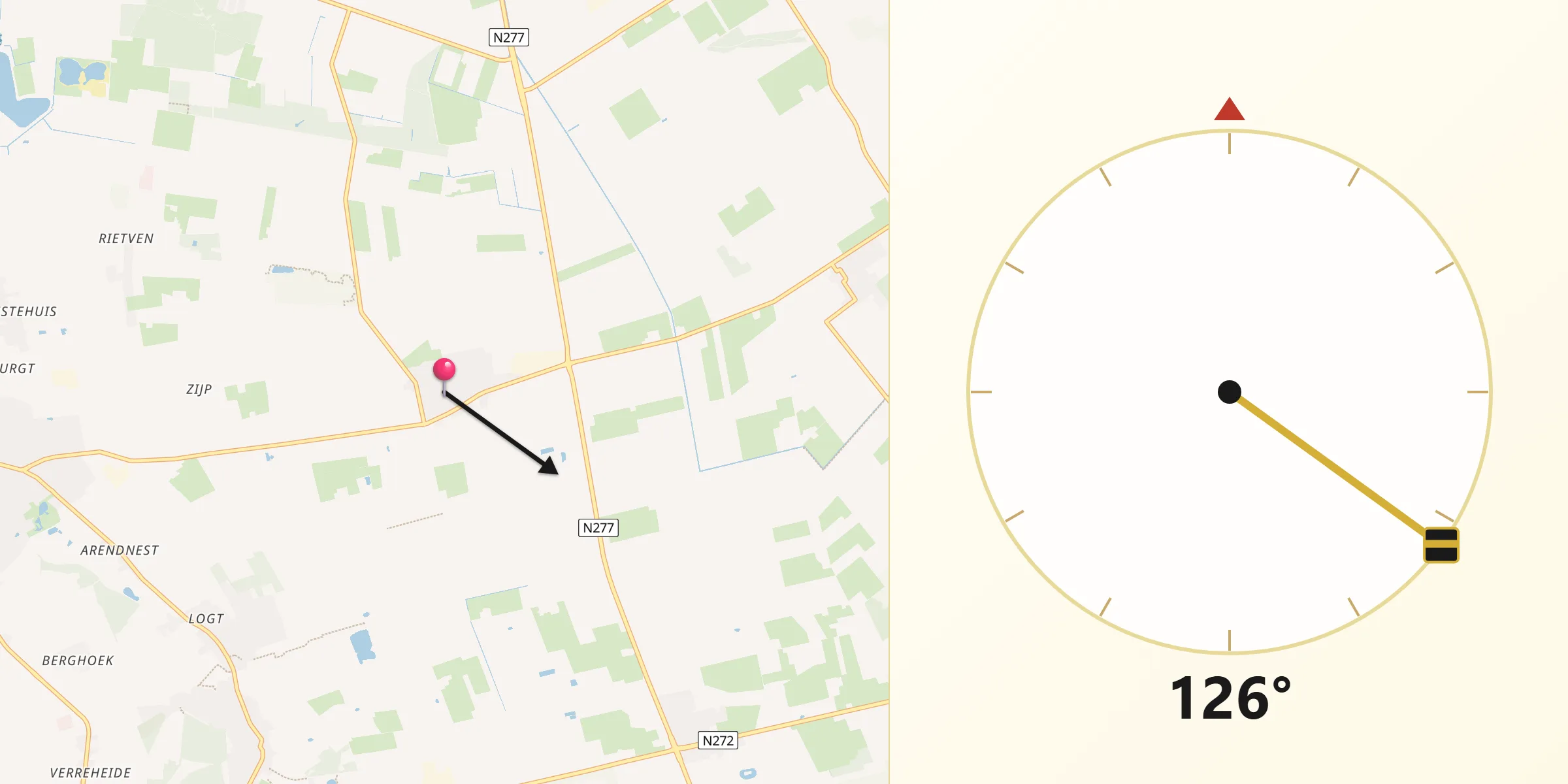 Qibla Richting vanaf Venhorst