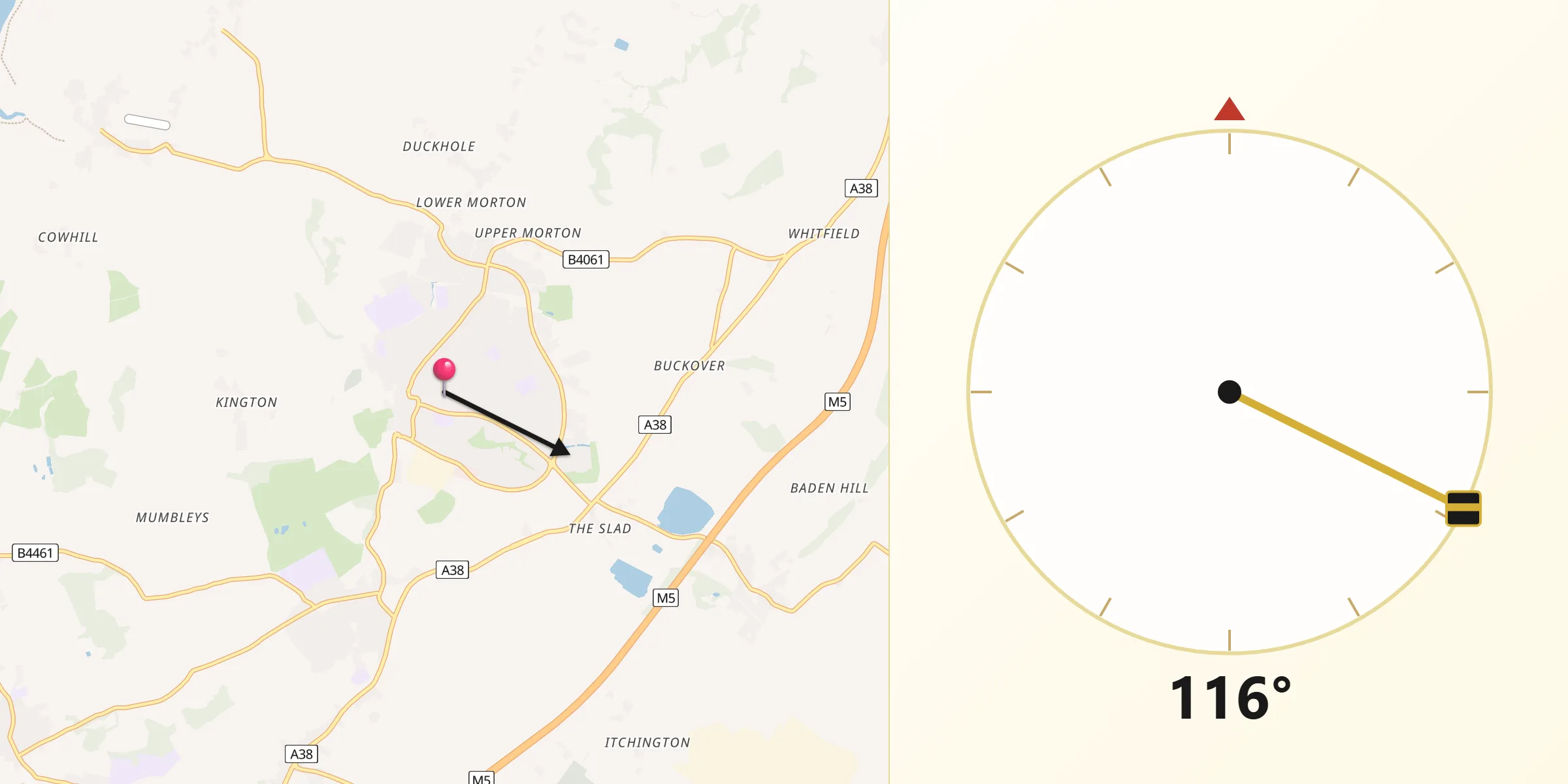 Qibla Direction from Thornbury
