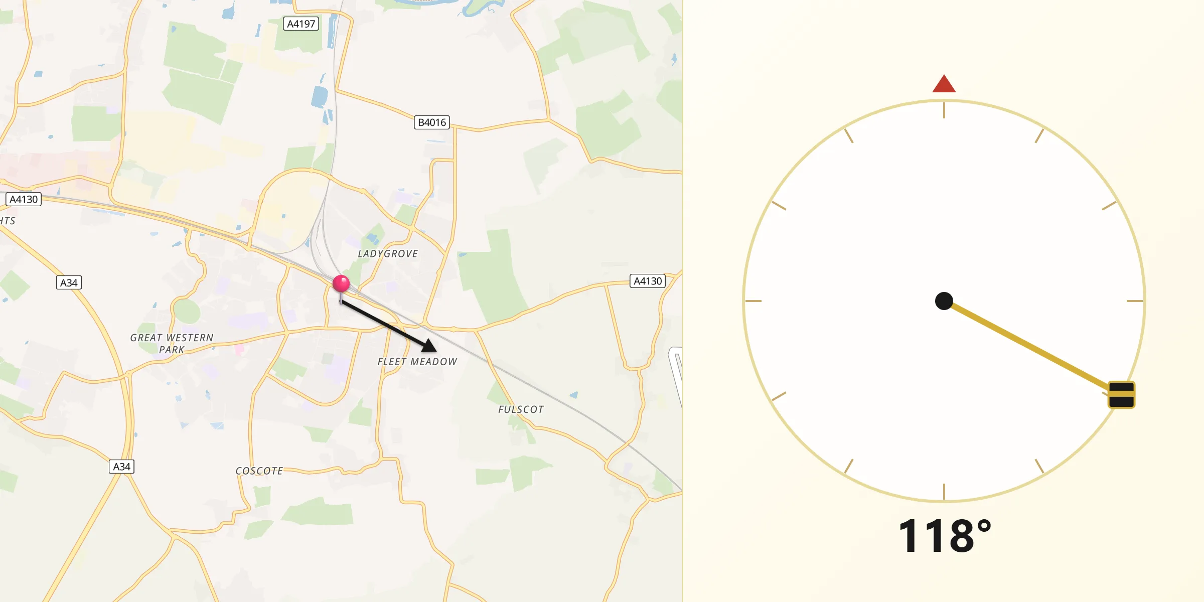 Qibla Direction from Didcot