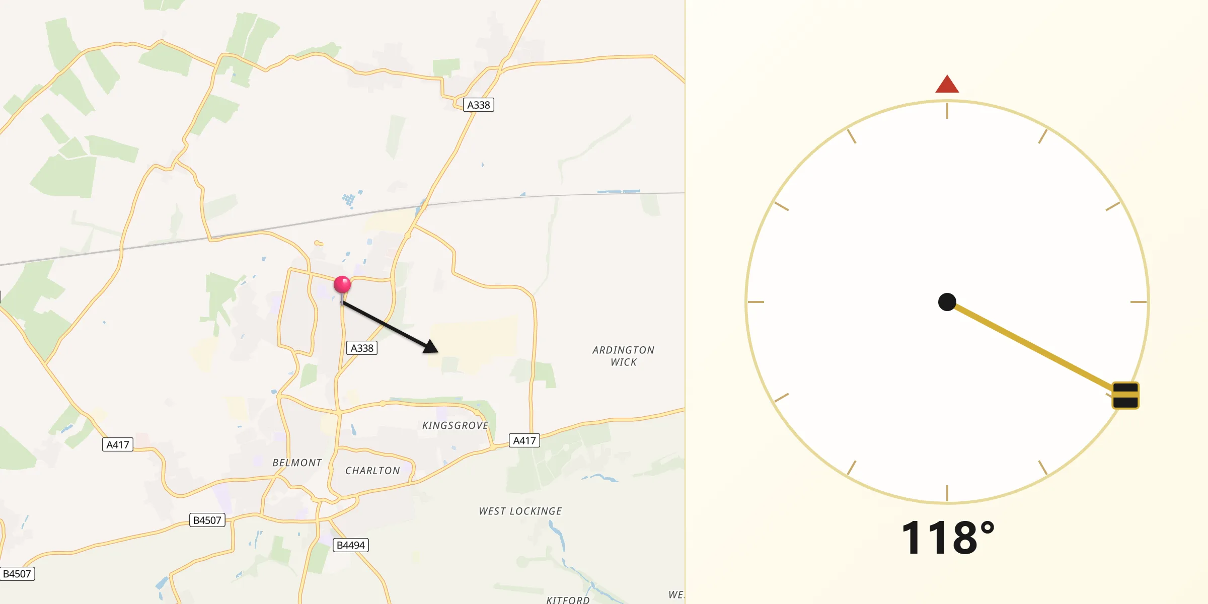 Qibla Direction from Grove
