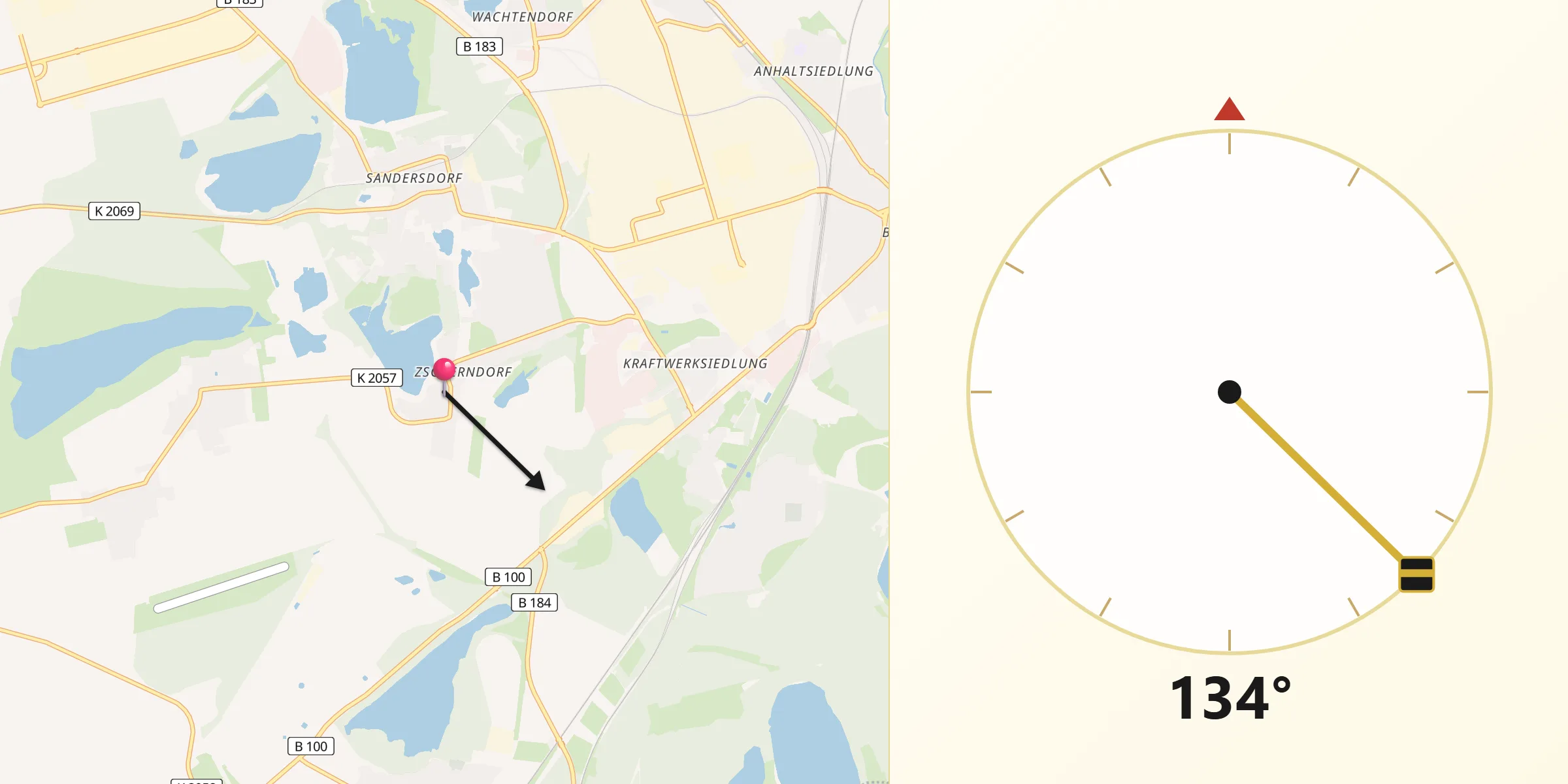 Qibla-Richtung von Zscherndorf