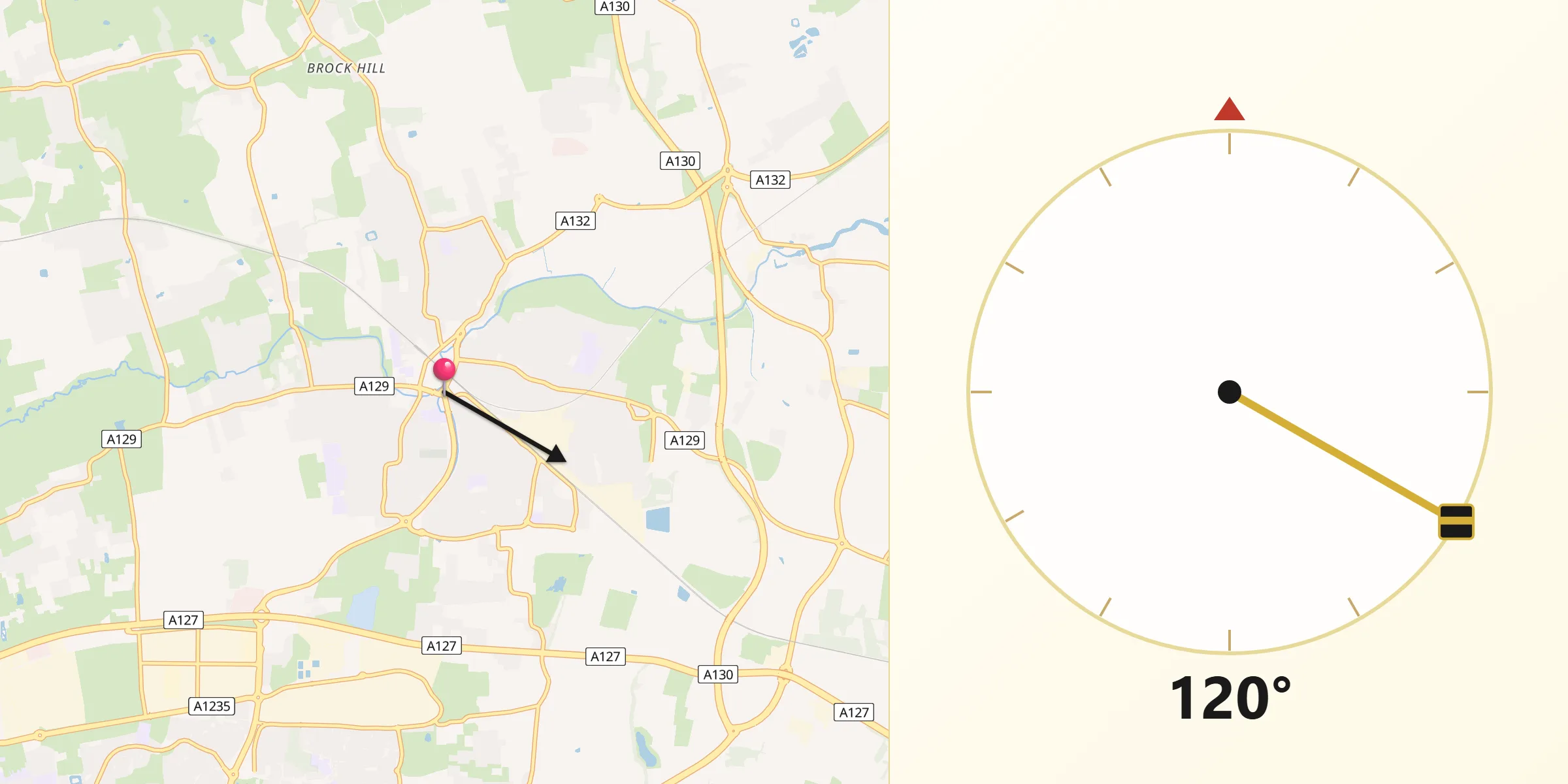 Qibla Direction from Wickford