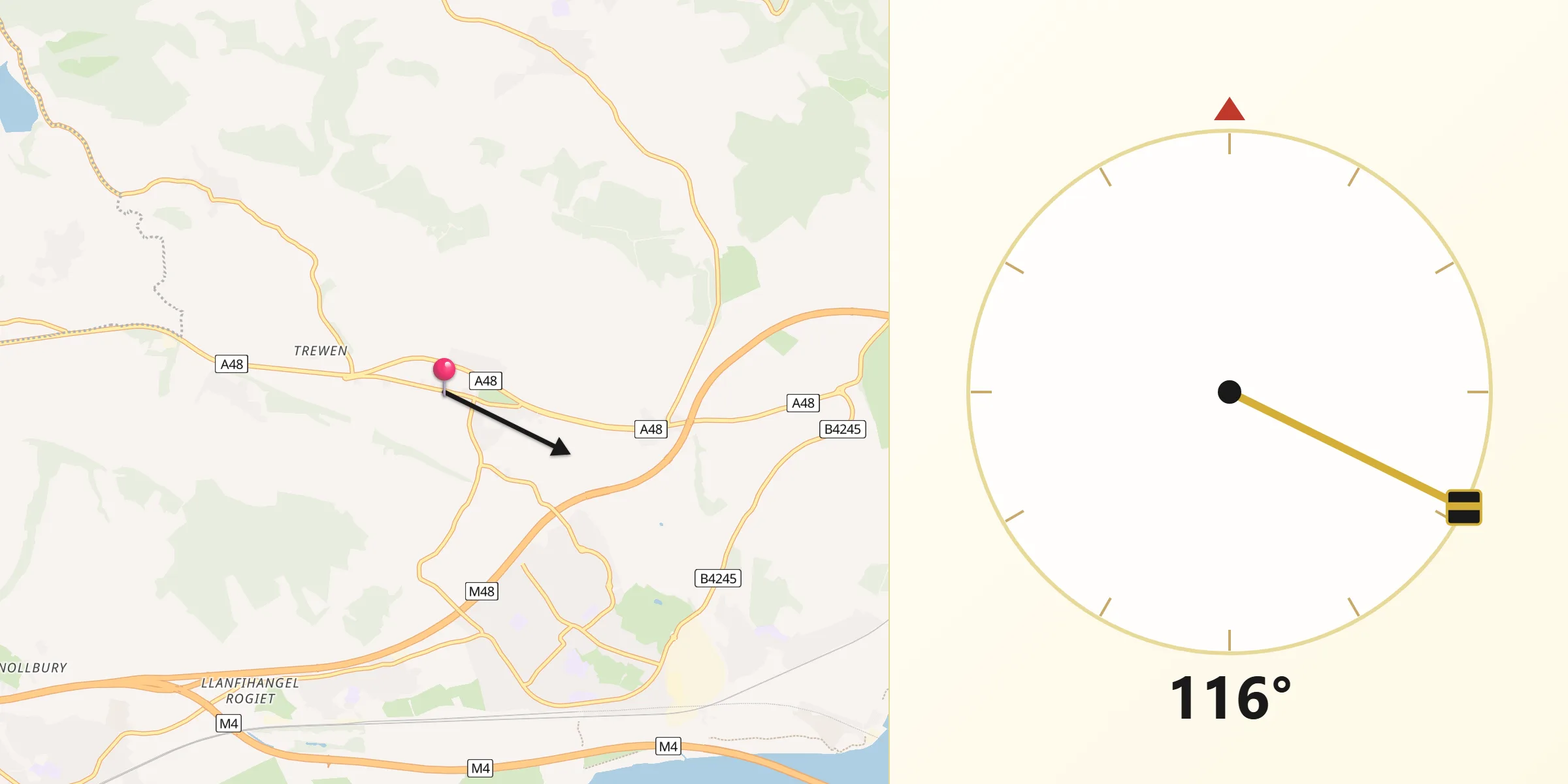 Qibla Direction from Caerwent