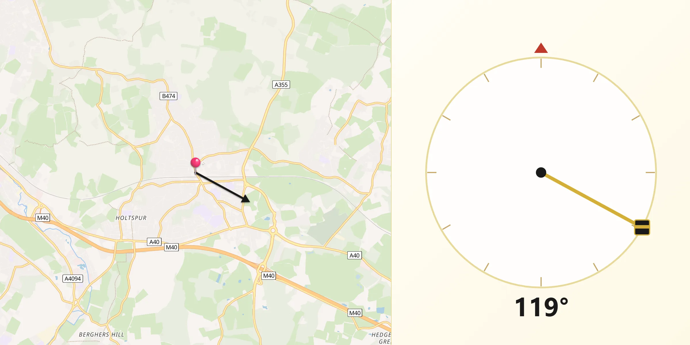 Qibla Direction from Beaconsfield