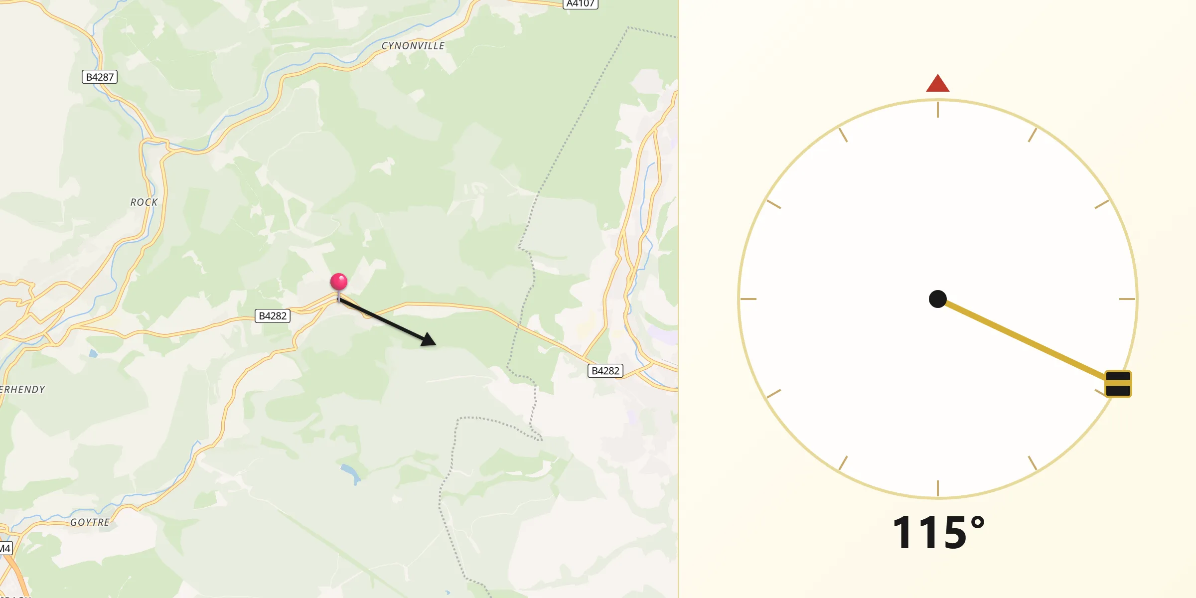 Qibla Direction from Bryn
