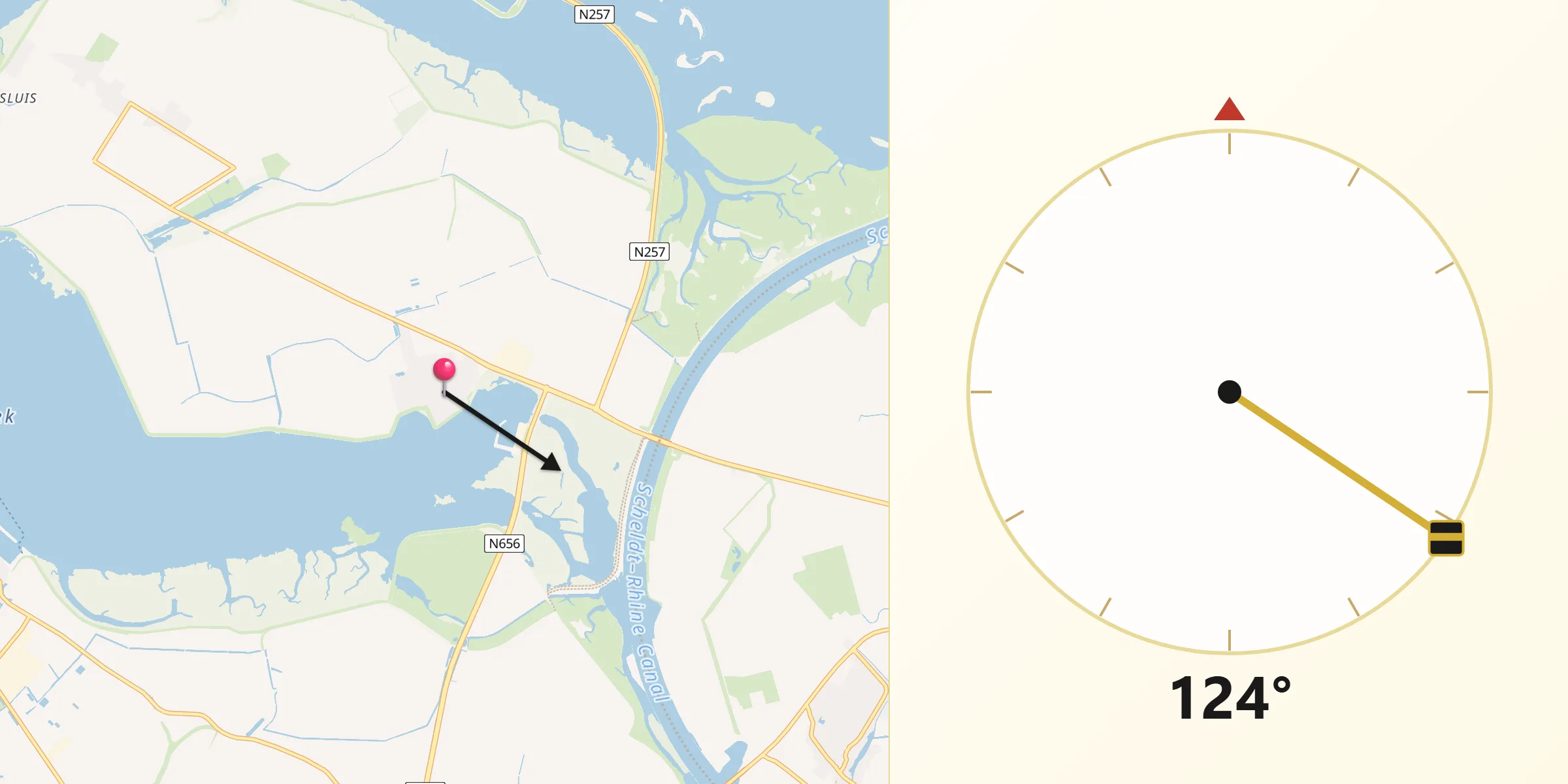 Qibla Richting vanaf Sint Philipsland
