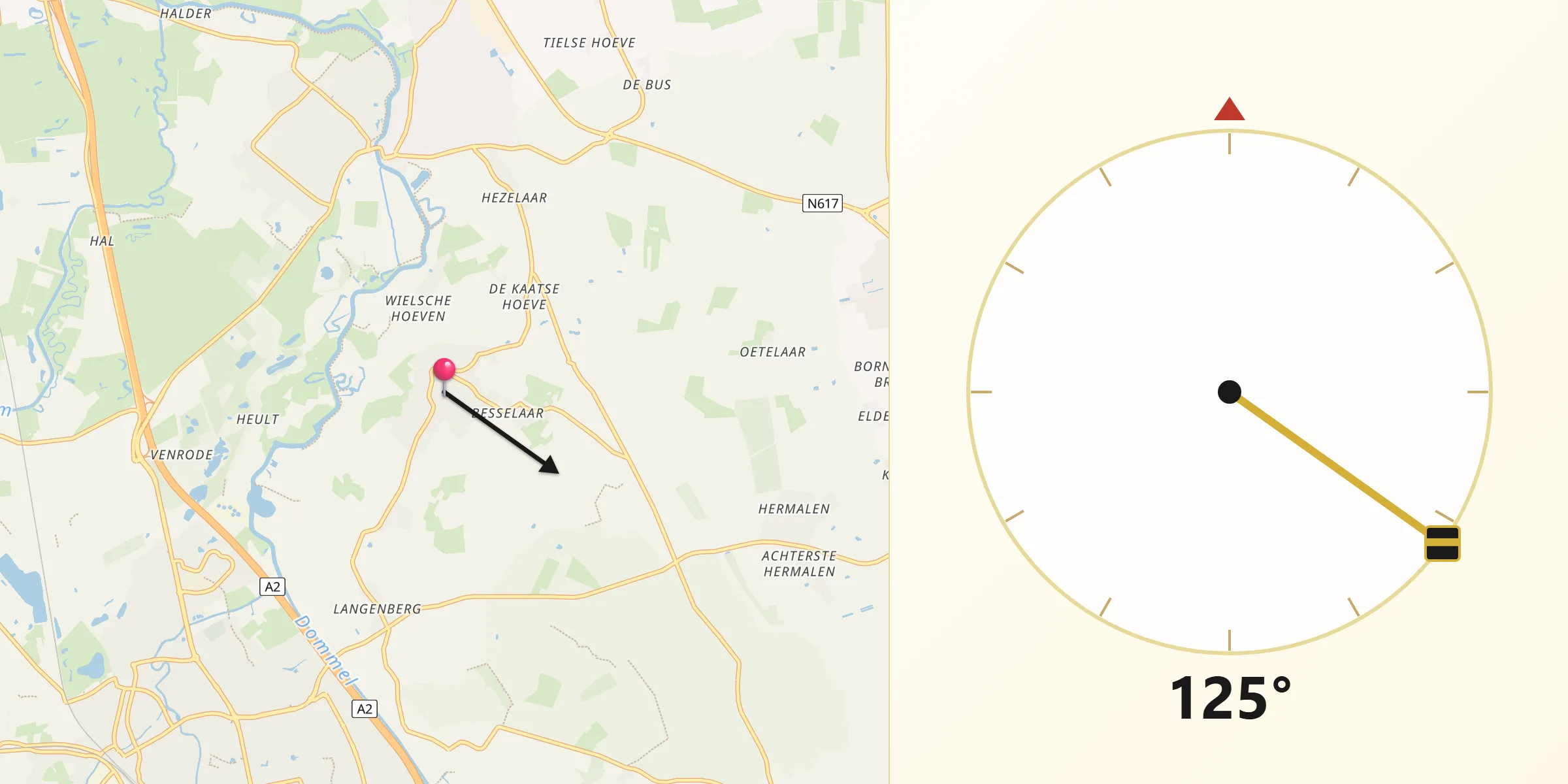 Qibla Richting vanaf Gemonde