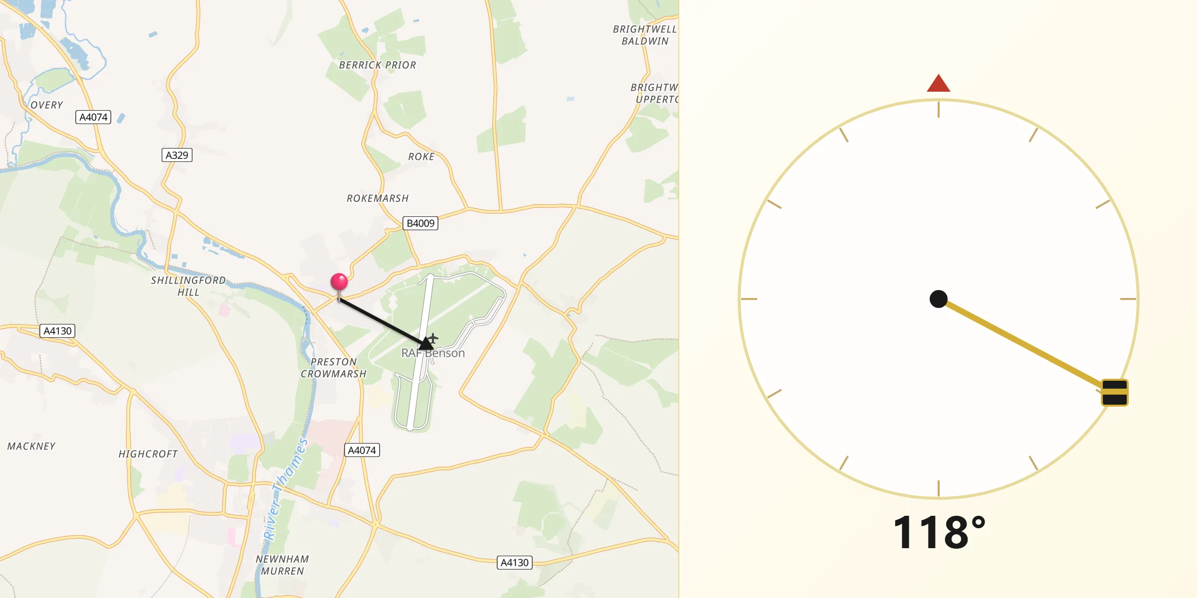 Qibla Direction from Benson