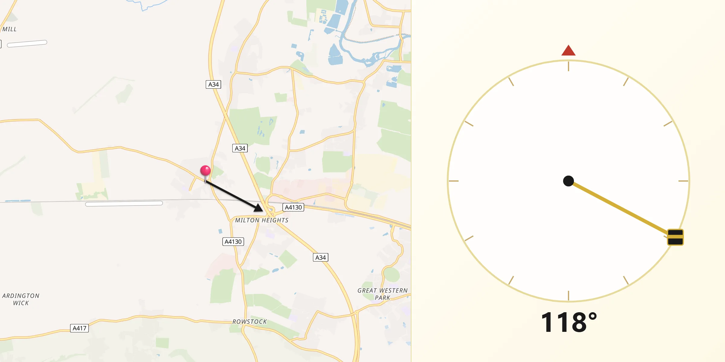Qibla Direction from Steventon