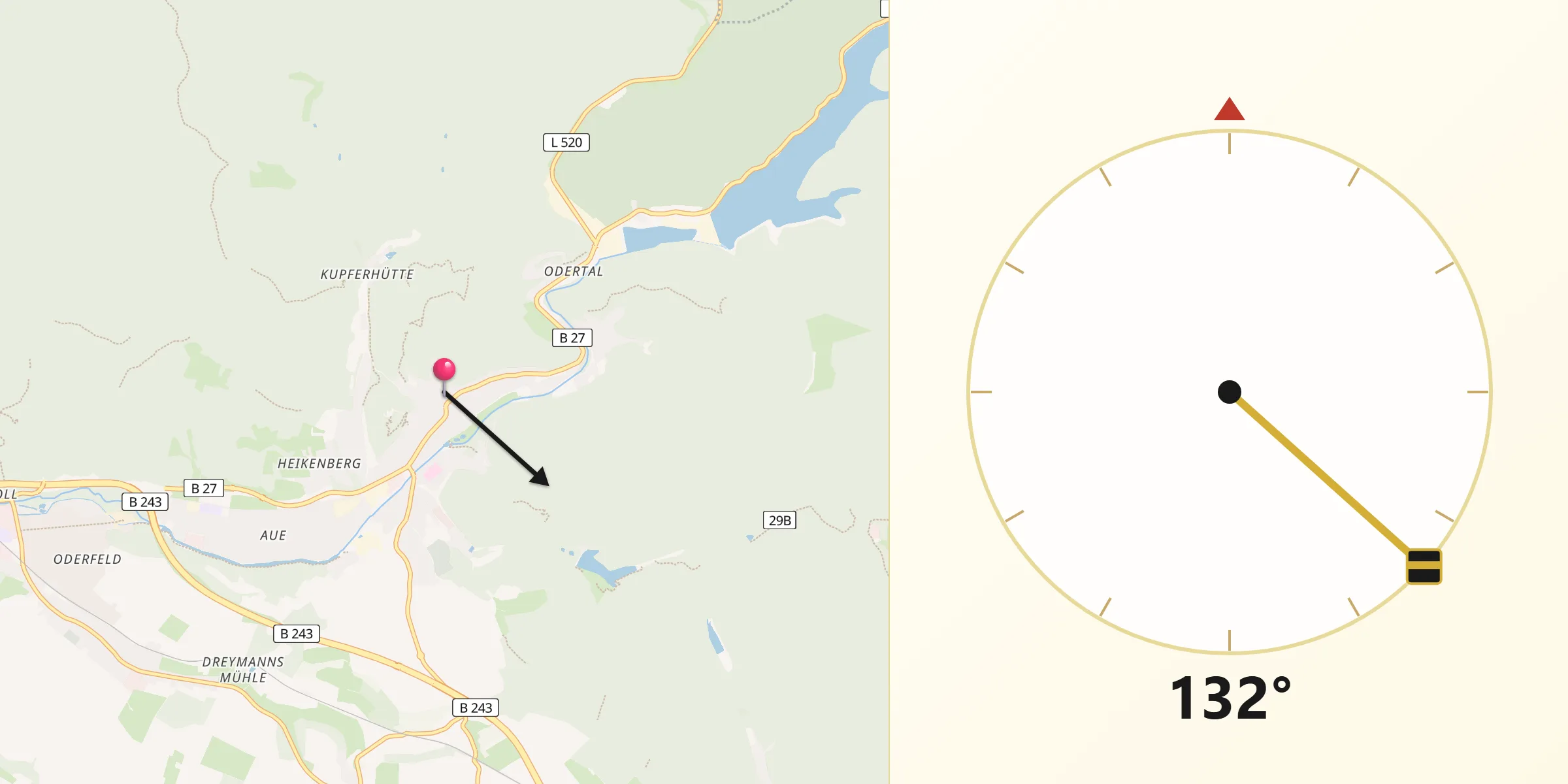 Qibla-Richtung von Bad Lauterberg im Harz