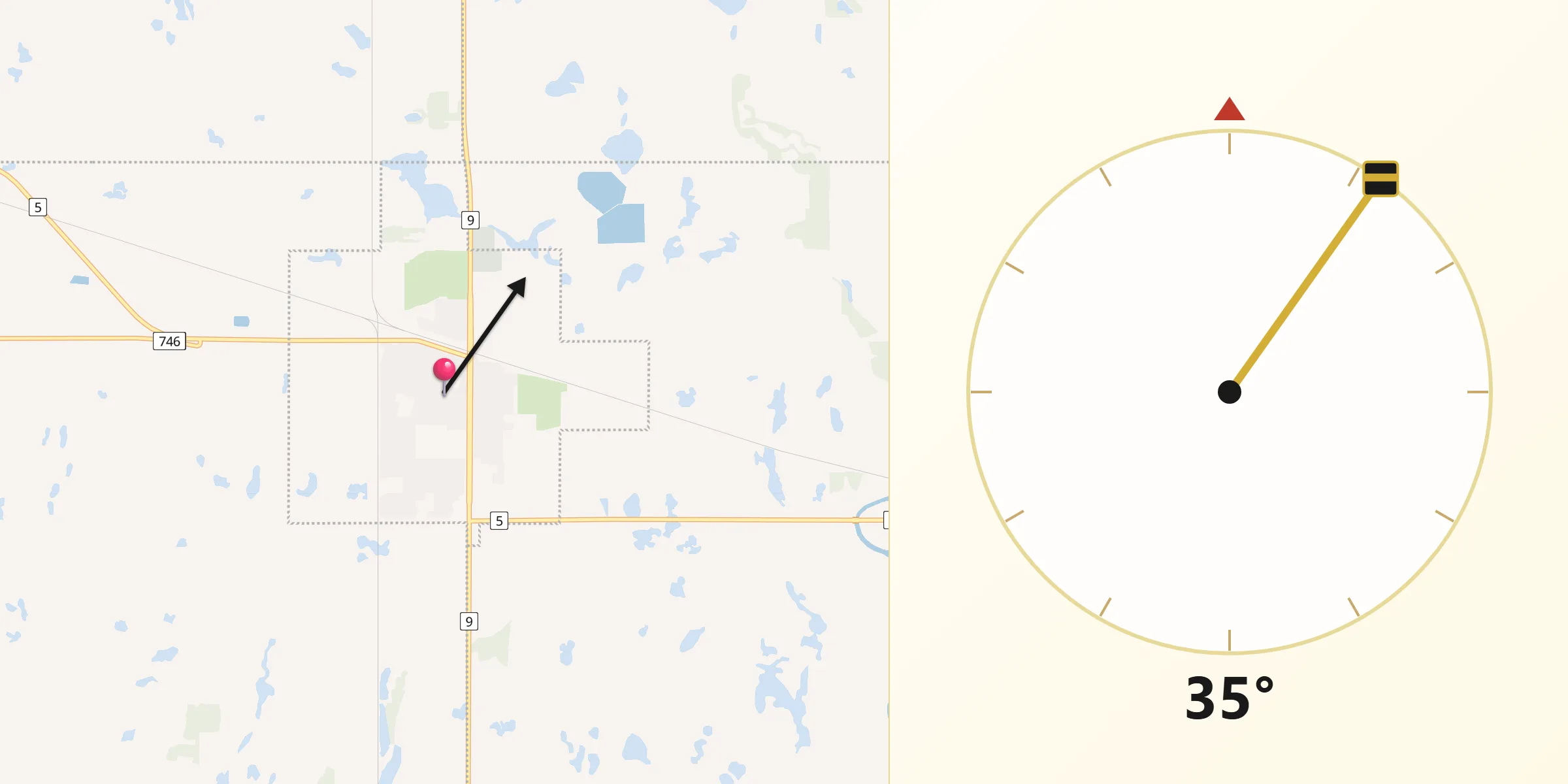 Qibla Direction from Canora