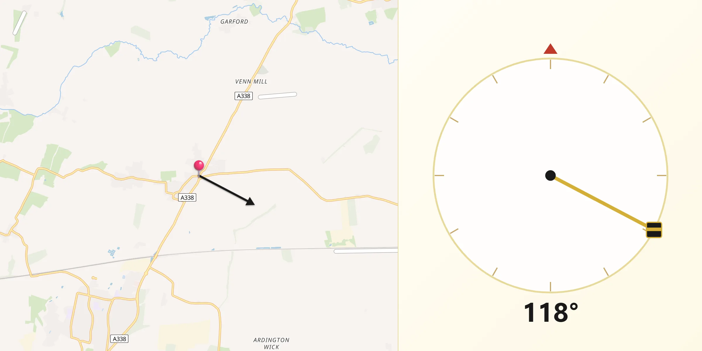 Qibla Direction from East Hanney