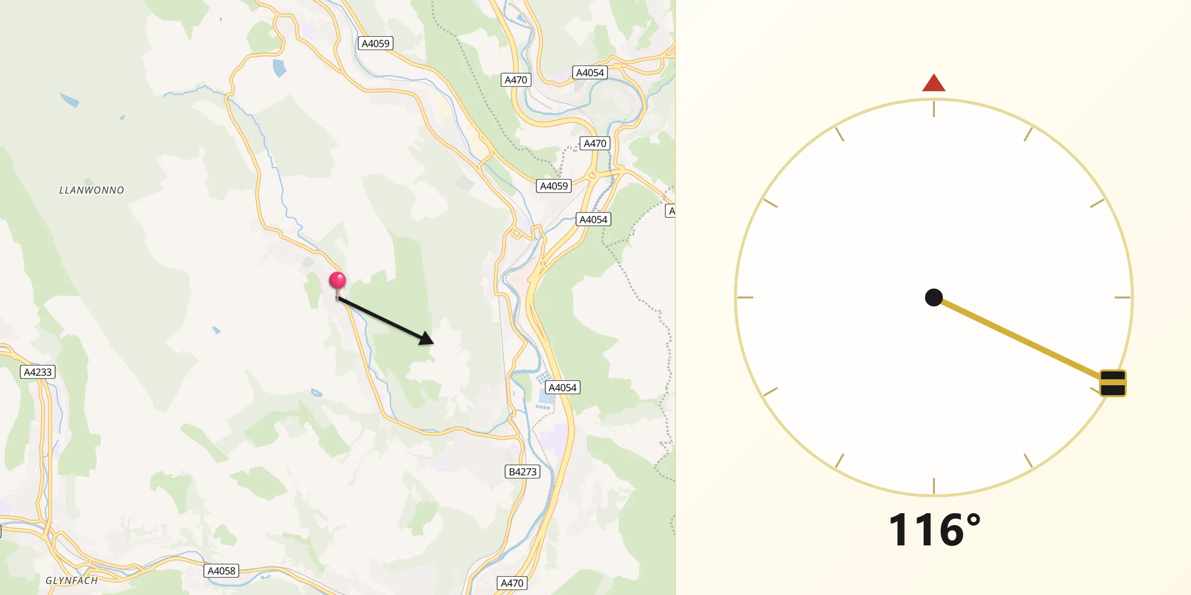 Qibla Direction from Ynysybwl