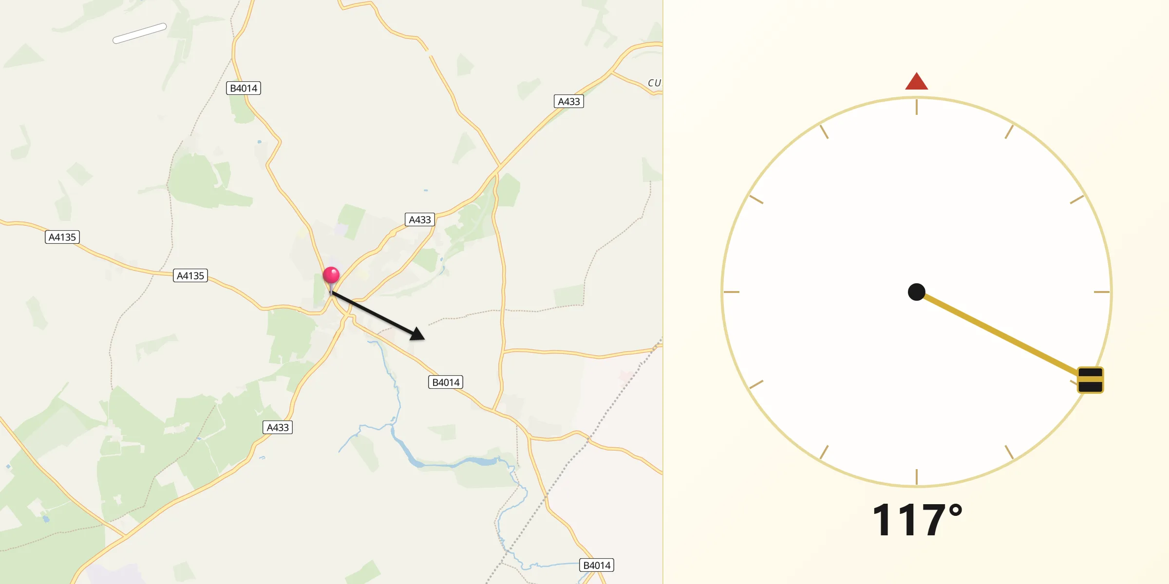 Qibla Direction from Tetbury