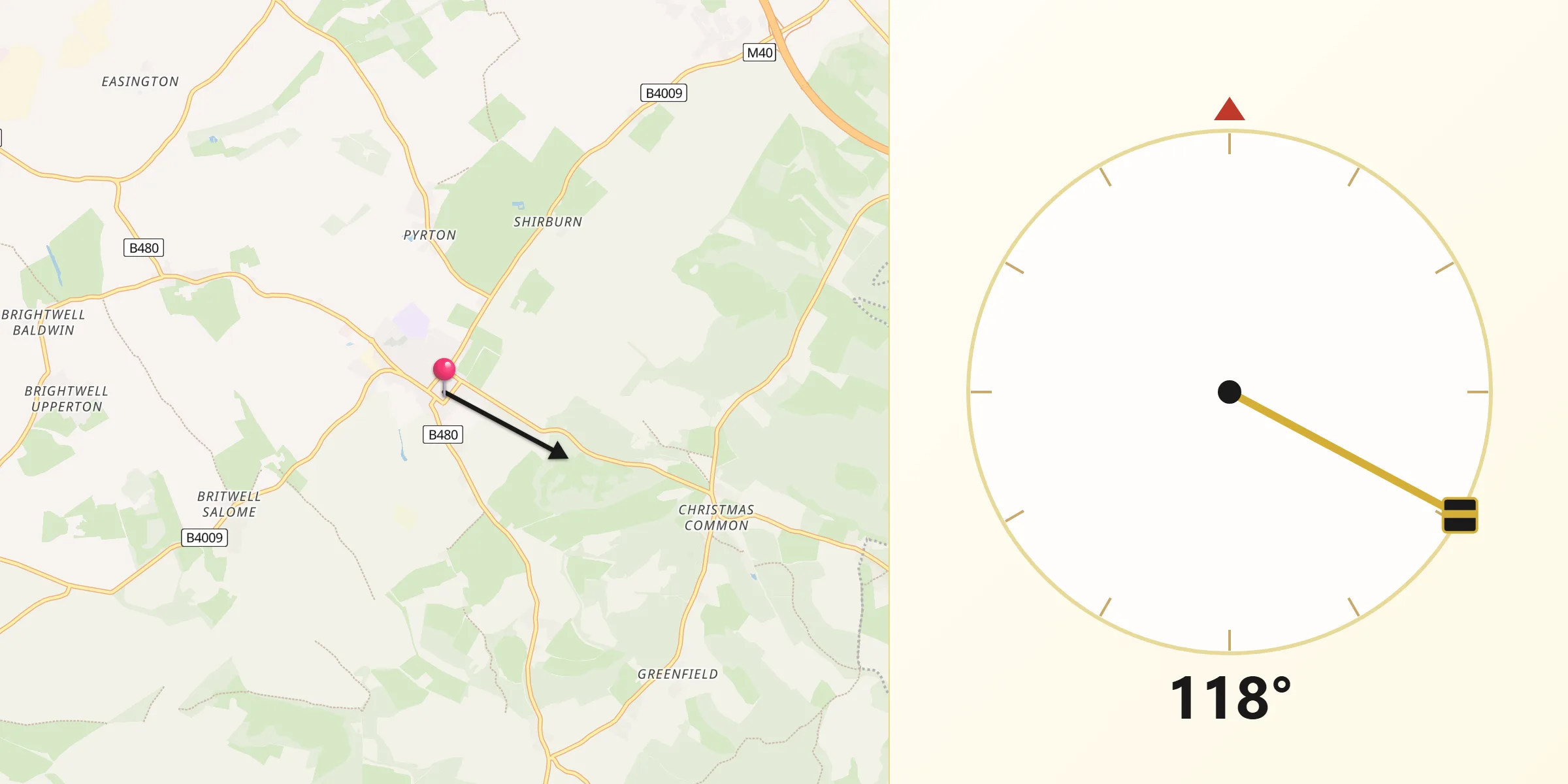 Qibla Direction from Watlington
