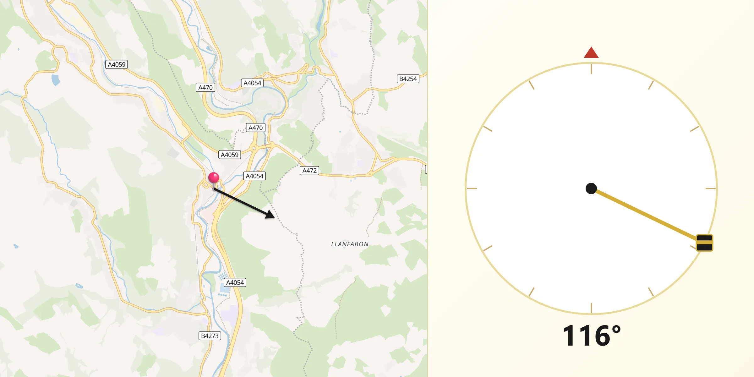 Qibla Direction from Abercynon