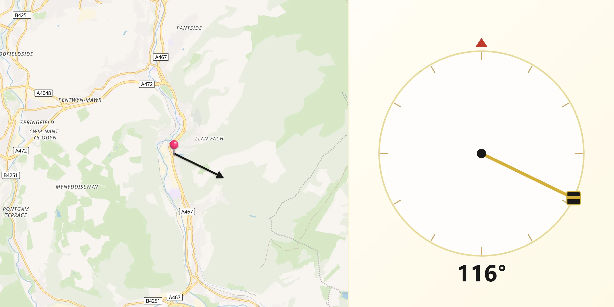 Qibla Direction from Abercarn